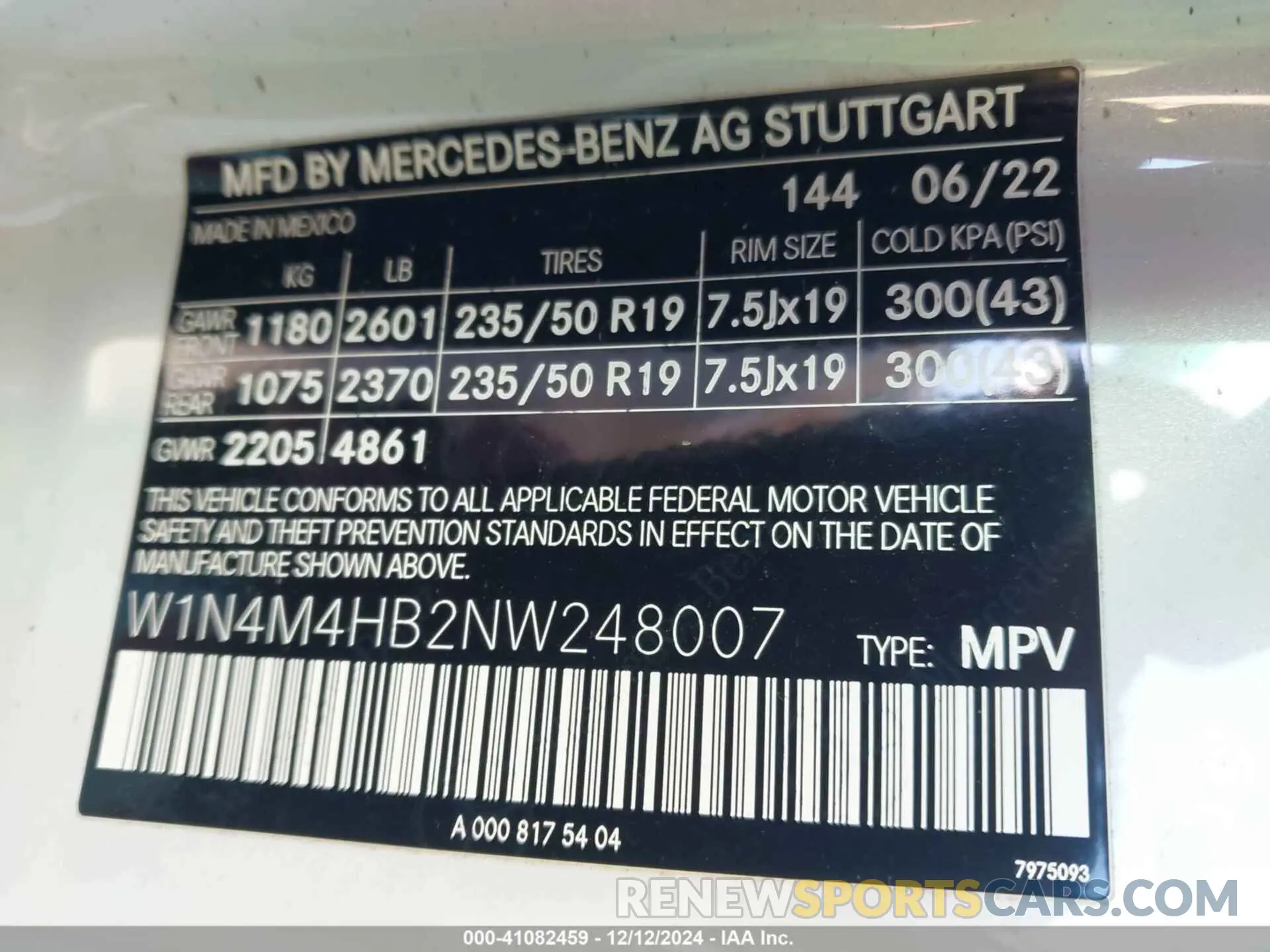 9 fotografías del automóvil dañado W1N4M4HB2NW248007 MERCEDES-BENZ GLB 250 2022