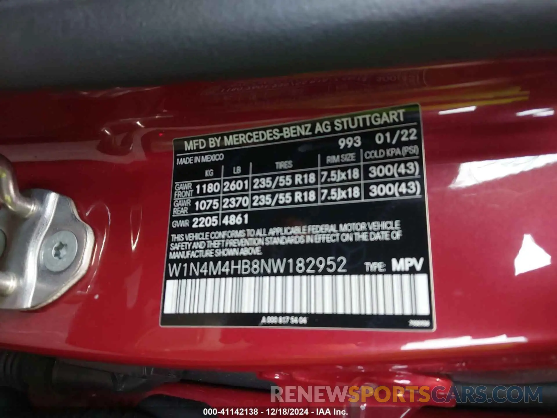 9 fotografías del automóvil dañado W1N4M4HB8NW182952 MERCEDES-BENZ GLB 250 2022