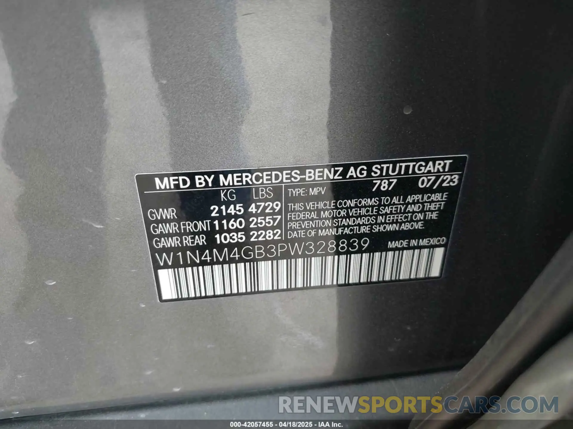 9 fotografías del automóvil dañado W1N4M4GB3PW328839 MERCEDES-BENZ GLB 250 2023