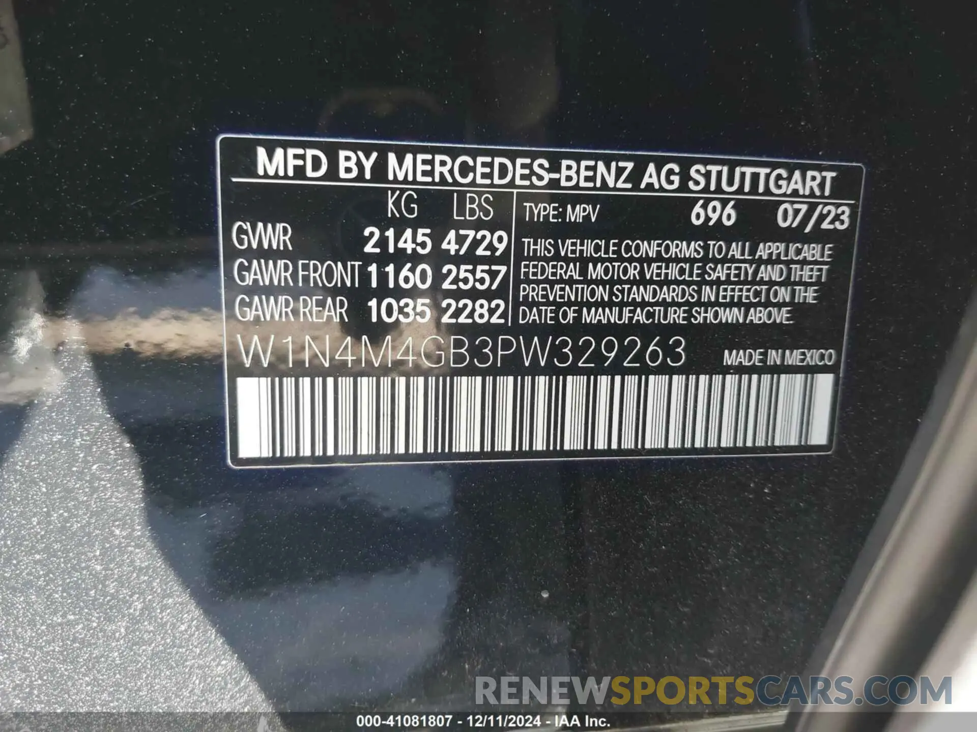 9 fotografías del automóvil dañado W1N4M4GB3PW329263 MERCEDES-BENZ GLB 250 2023