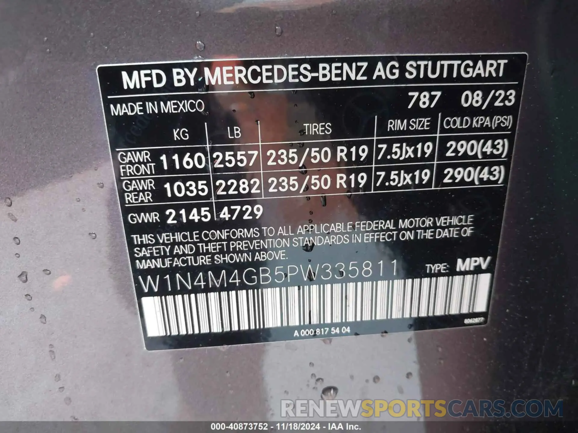 9 fotografías del automóvil dañado W1N4M4GB5PW335811 MERCEDES-BENZ GLB 250 2023