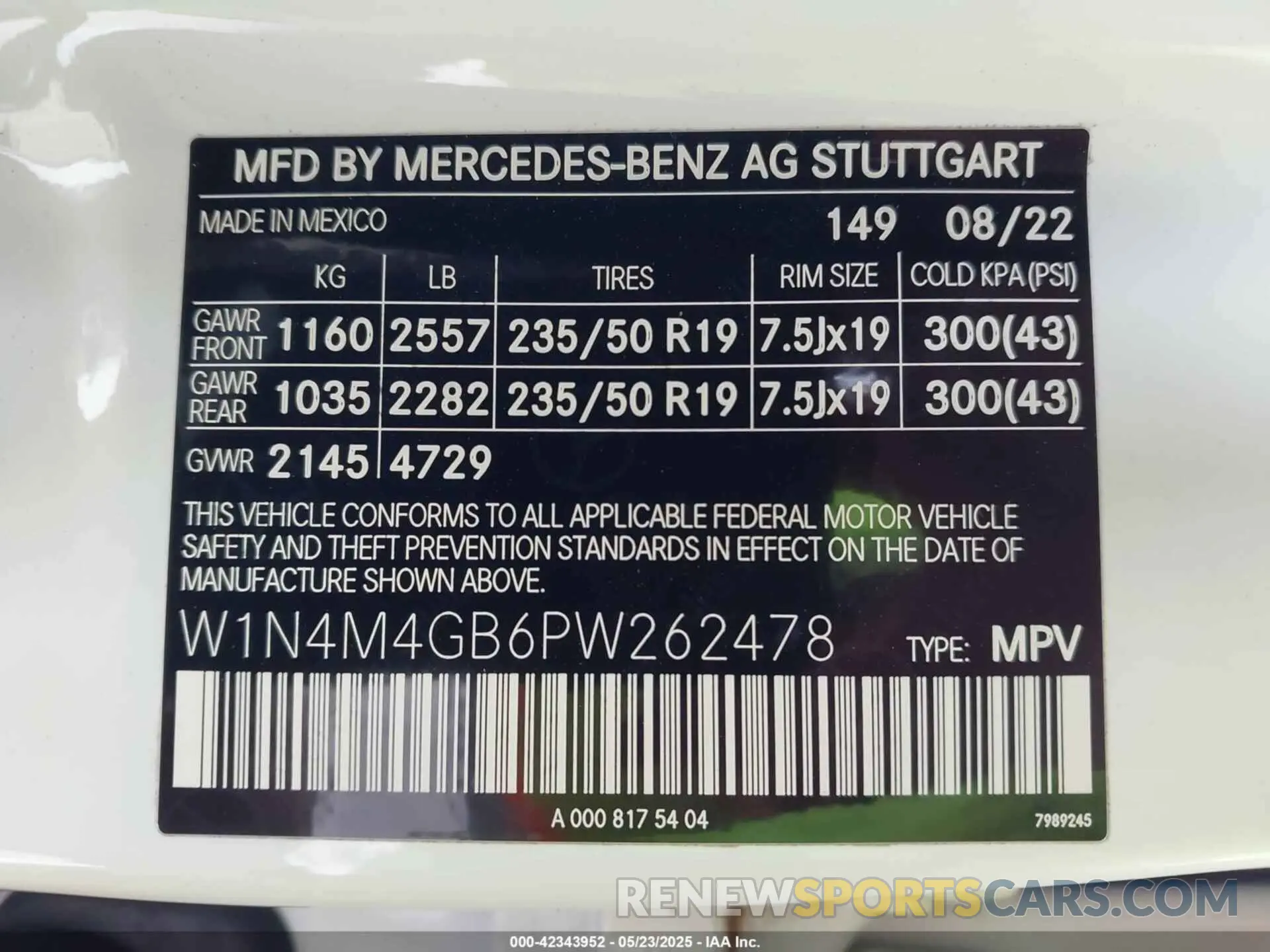 9 fotografías del automóvil dañado W1N4M4GB6PW262478 MERCEDES-BENZ GLB 250 2023