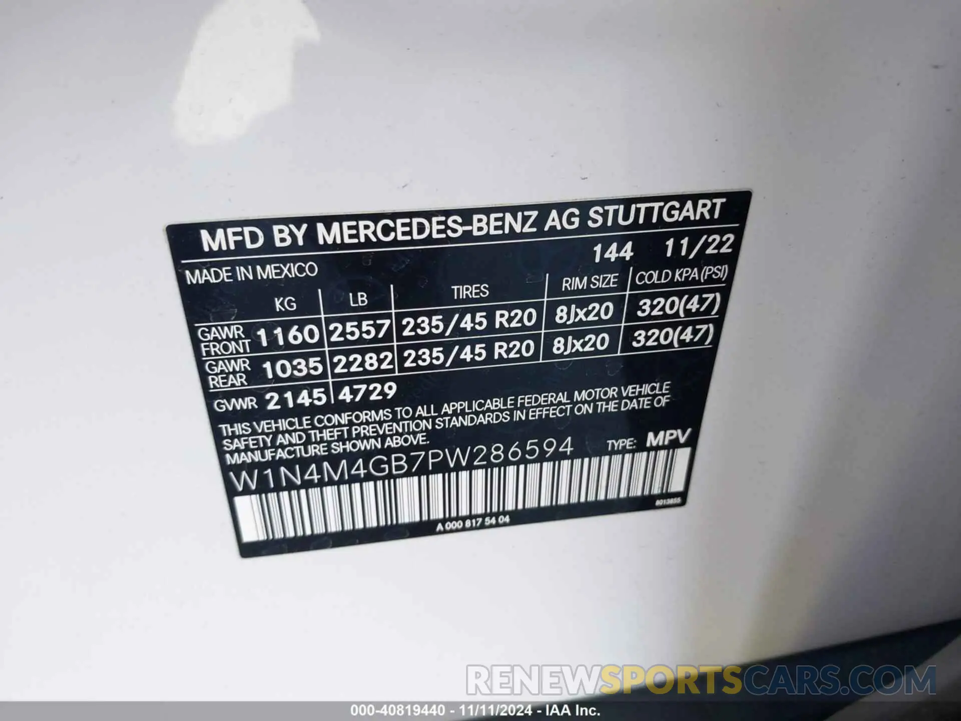 9 fotografías del automóvil dañado W1N4M4GB7PW286594 MERCEDES-BENZ GLB 250 2023