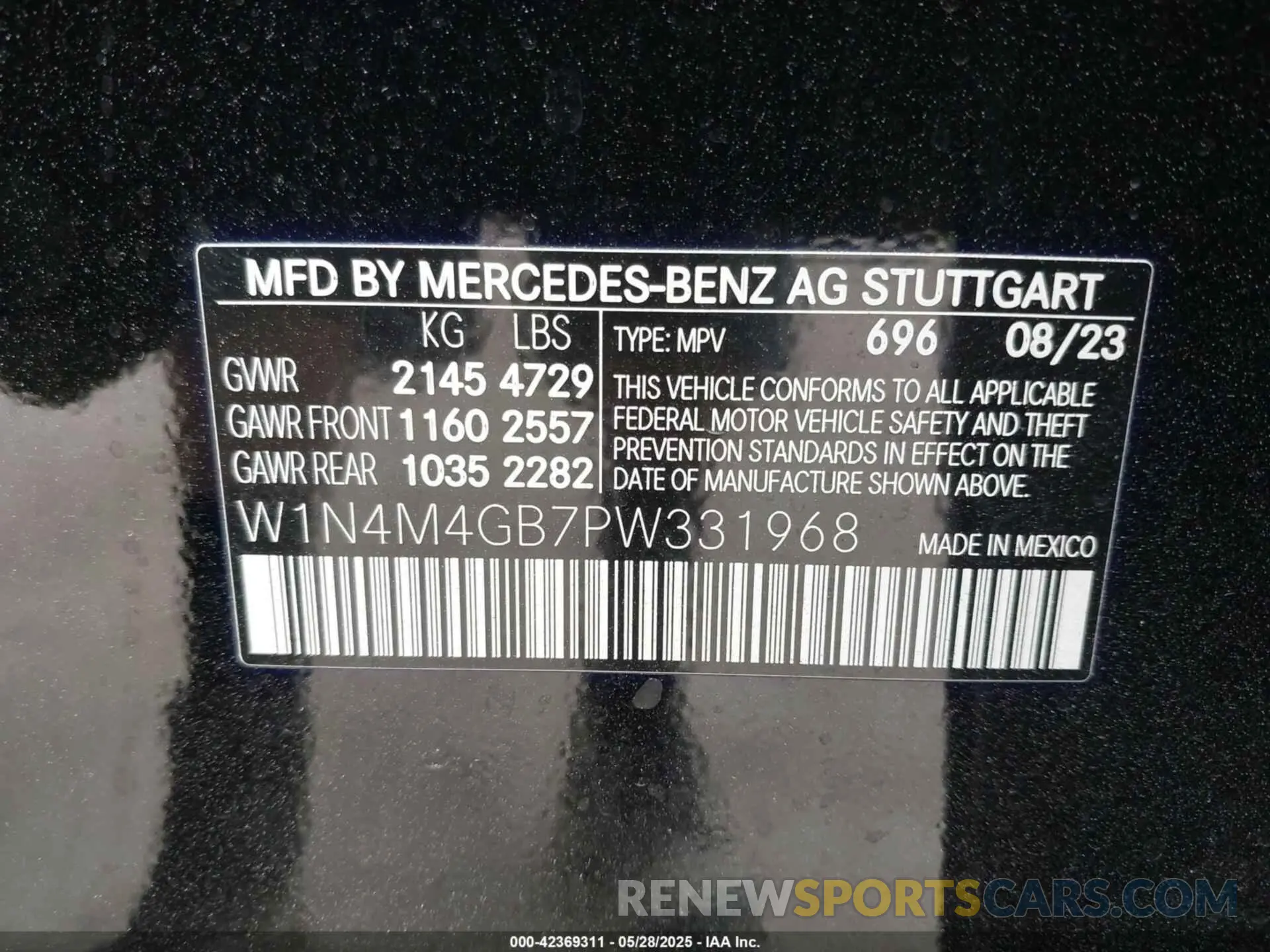 9 fotografías del automóvil dañado W1N4M4GB7PW331968 MERCEDES-BENZ GLB 250 2023