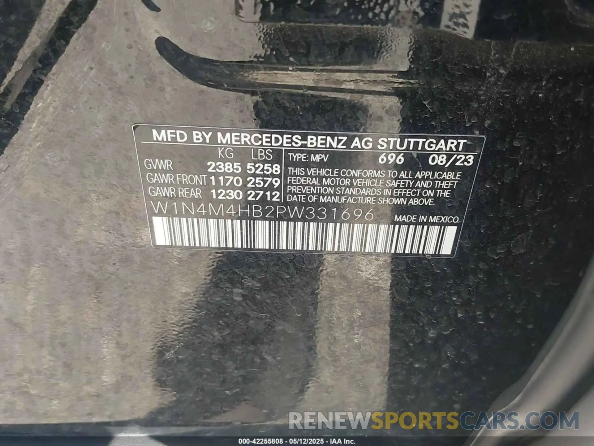 9 fotografías del automóvil dañado W1N4M4HB2PW331696 MERCEDES-BENZ GLB 250 2023