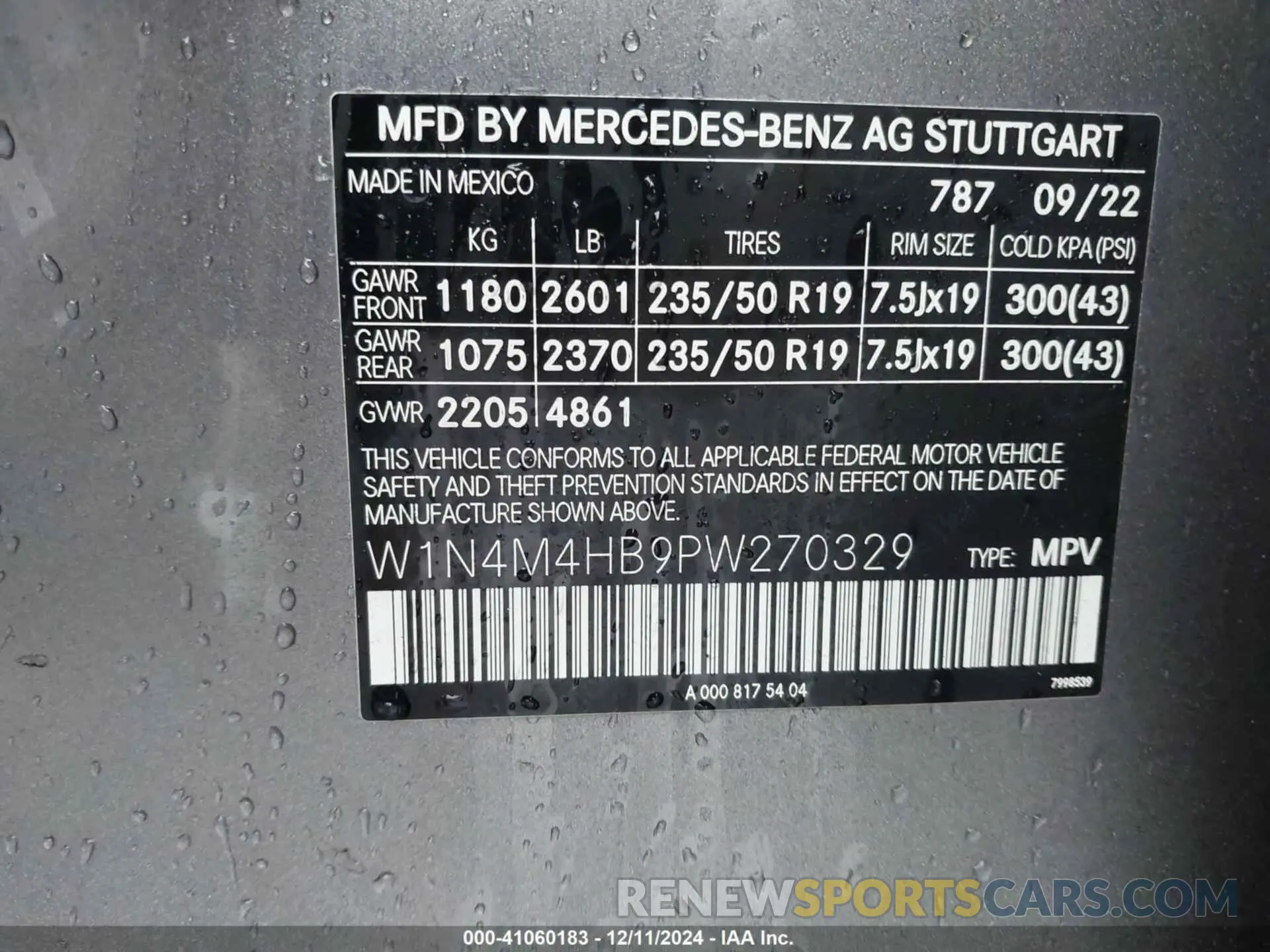 9 fotografías del automóvil dañado W1N4M4HB9PW270329 MERCEDES-BENZ GLB 250 2023