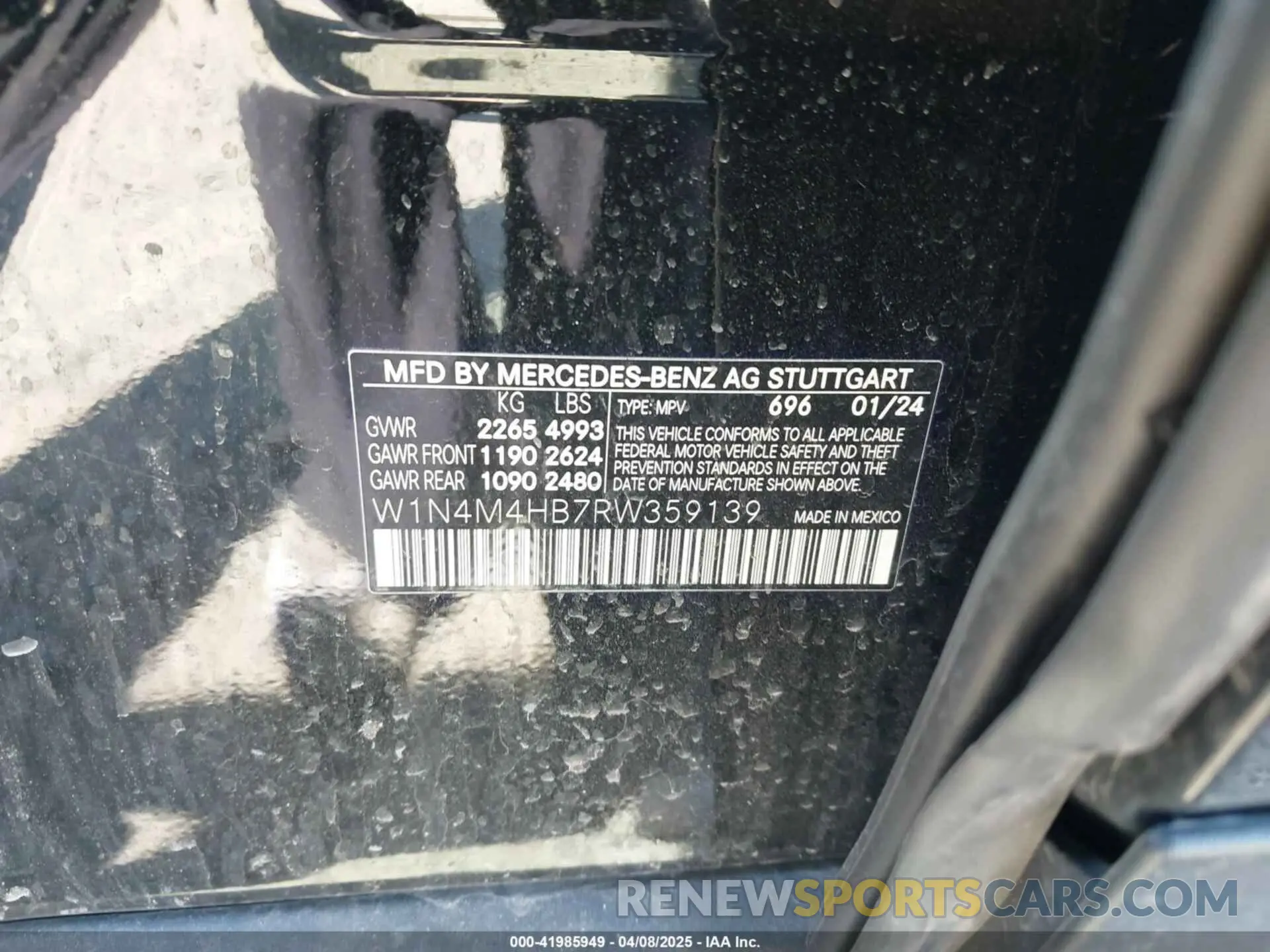 9 fotografías del automóvil dañado W1N4M4HB7RW359139 MERCEDES-BENZ GLB 250 2024