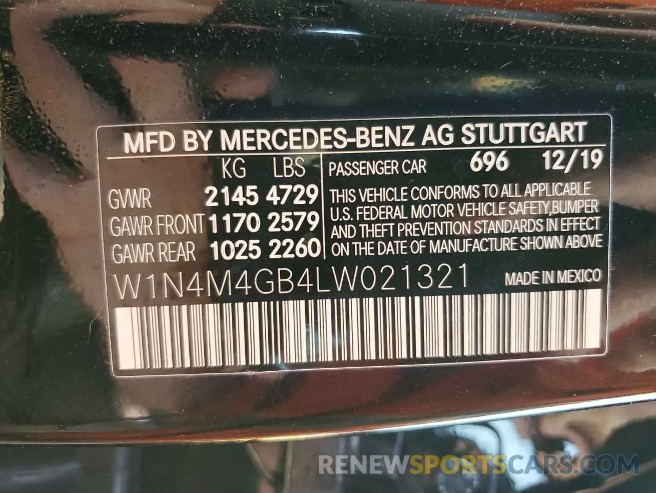 10 fotografías del automóvil dañado W1N4M4GB4LW021321 MERCEDES-BENZ GLB-CLASS 2020