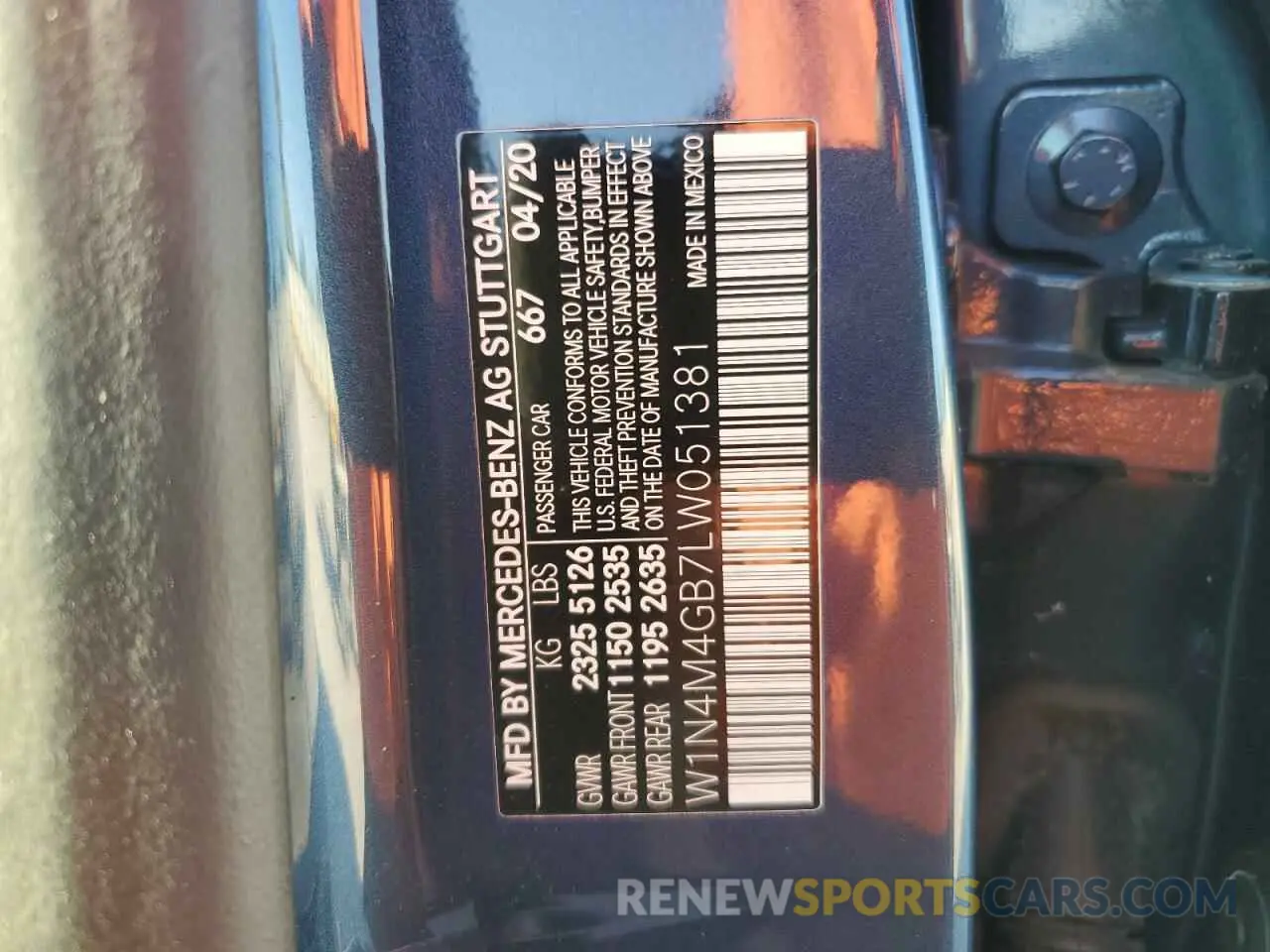 13 fotografías del automóvil dañado W1N4M4GB7LW051381 MERCEDES-BENZ GLB-CLASS 2020