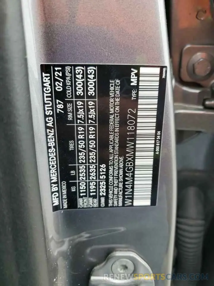 13 fotografías del automóvil dañado W1N4M4GBXMW118072 MERCEDES-BENZ GLB-CLASS 2021