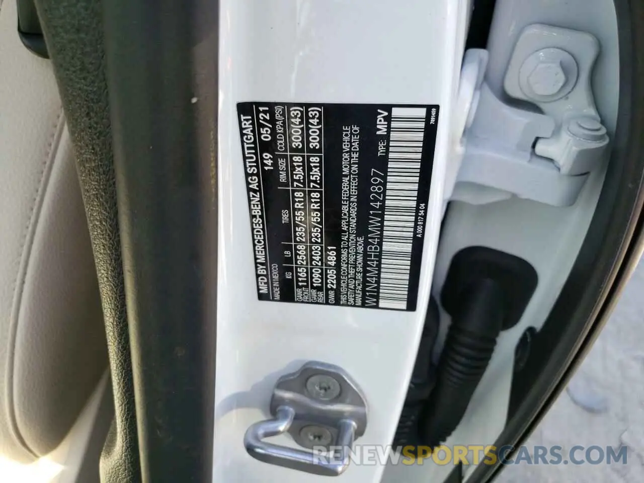 10 fotografías del automóvil dañado W1N4M4HB4MW142897 MERCEDES-BENZ GLB-CLASS 2021