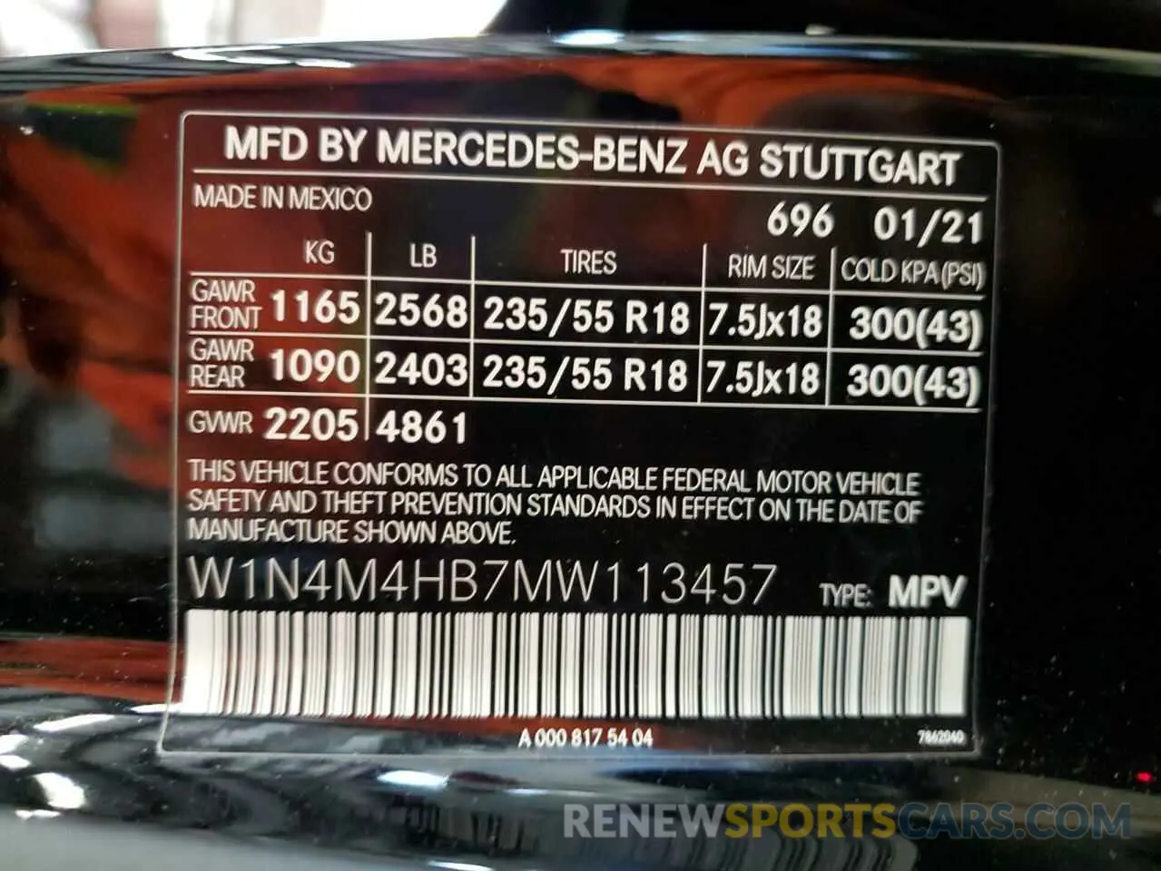 14 fotografías del automóvil dañado W1N4M4HB7MW113457 MERCEDES-BENZ GLB-CLASS 2021