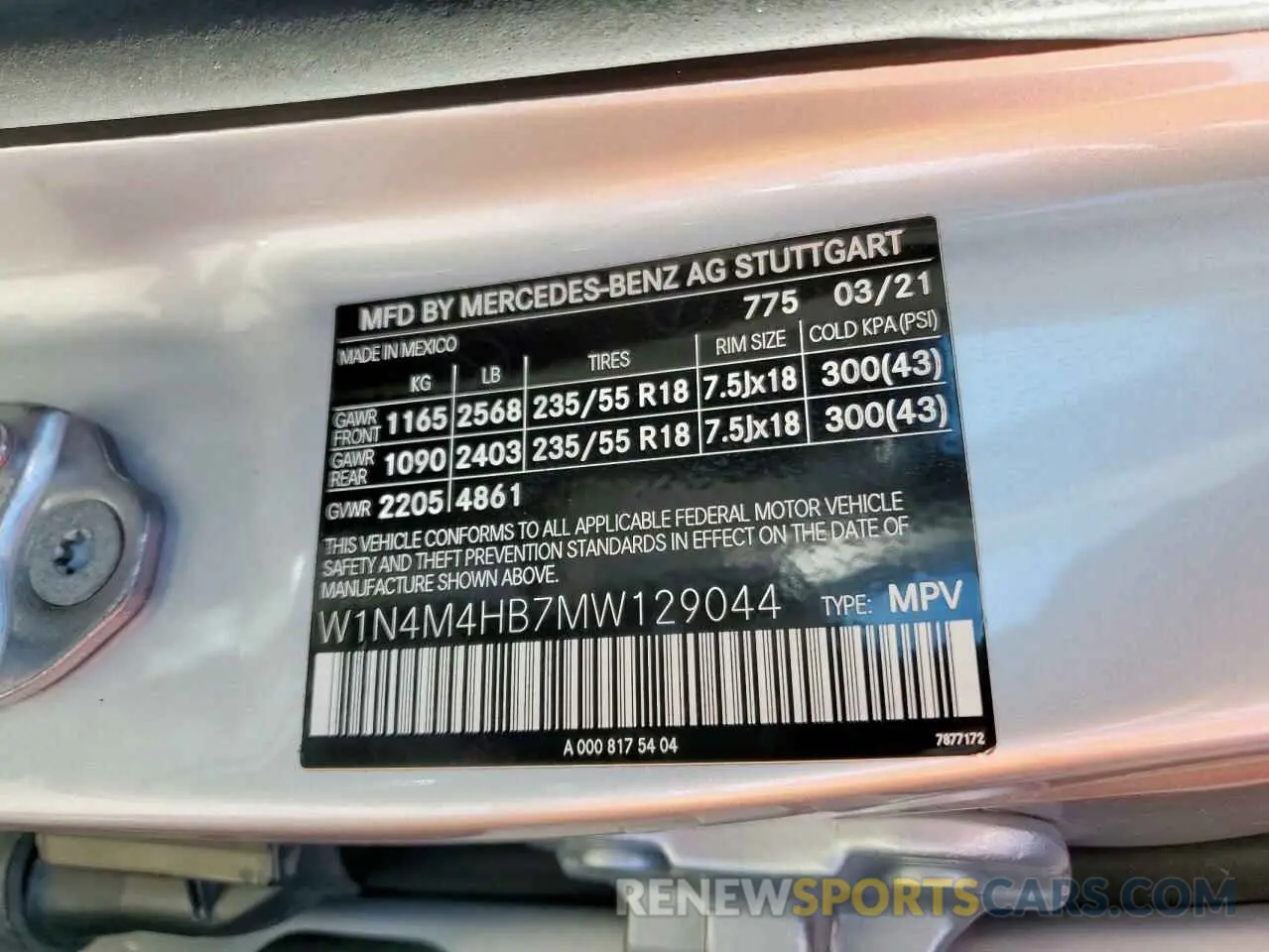 12 fotografías del automóvil dañado W1N4M4HB7MW129044 MERCEDES-BENZ GLB-CLASS 2021