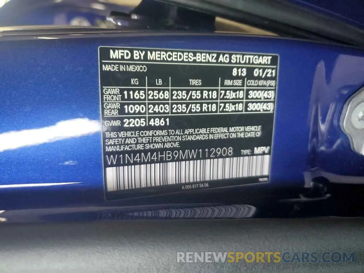 13 fotografías del automóvil dañado W1N4M4HB9MW112908 MERCEDES-BENZ GLB-CLASS 2021