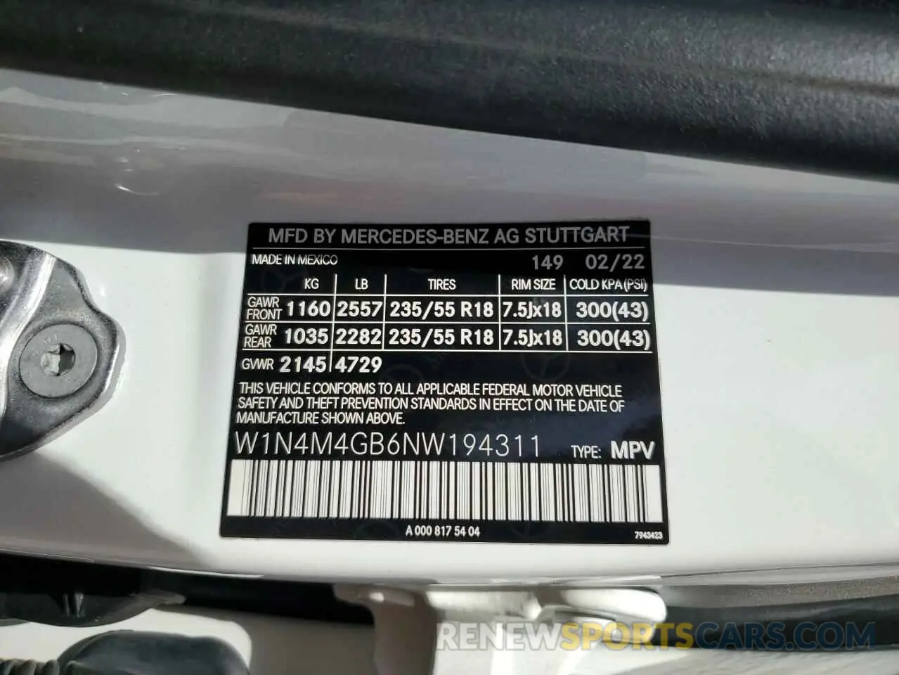 14 fotografías del automóvil dañado W1N4M4GB6NW194311 MERCEDES-BENZ GLB-CLASS 2022