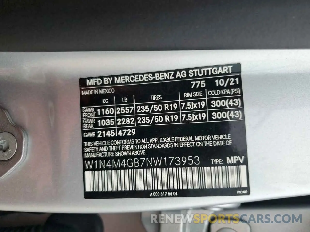 13 fotografías del automóvil dañado W1N4M4GB7NW173953 MERCEDES-BENZ GLB-CLASS 2022