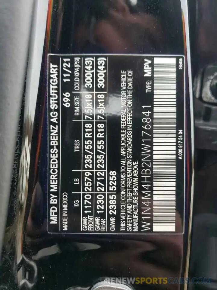 13 fotografías del automóvil dañado W1N4M4HB2NW176841 MERCEDES-BENZ GLB-CLASS 2022