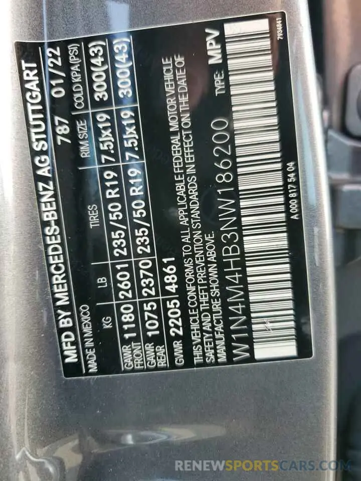 13 fotografías del automóvil dañado W1N4M4HB3NW186200 MERCEDES-BENZ GLB-CLASS 2022