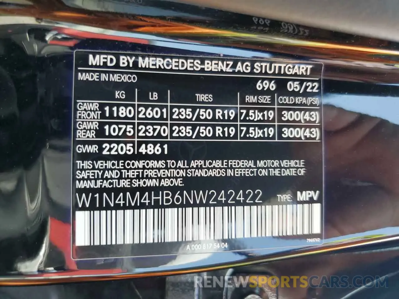 13 fotografías del automóvil dañado W1N4M4HB6NW242422 MERCEDES-BENZ GLB-CLASS 2022