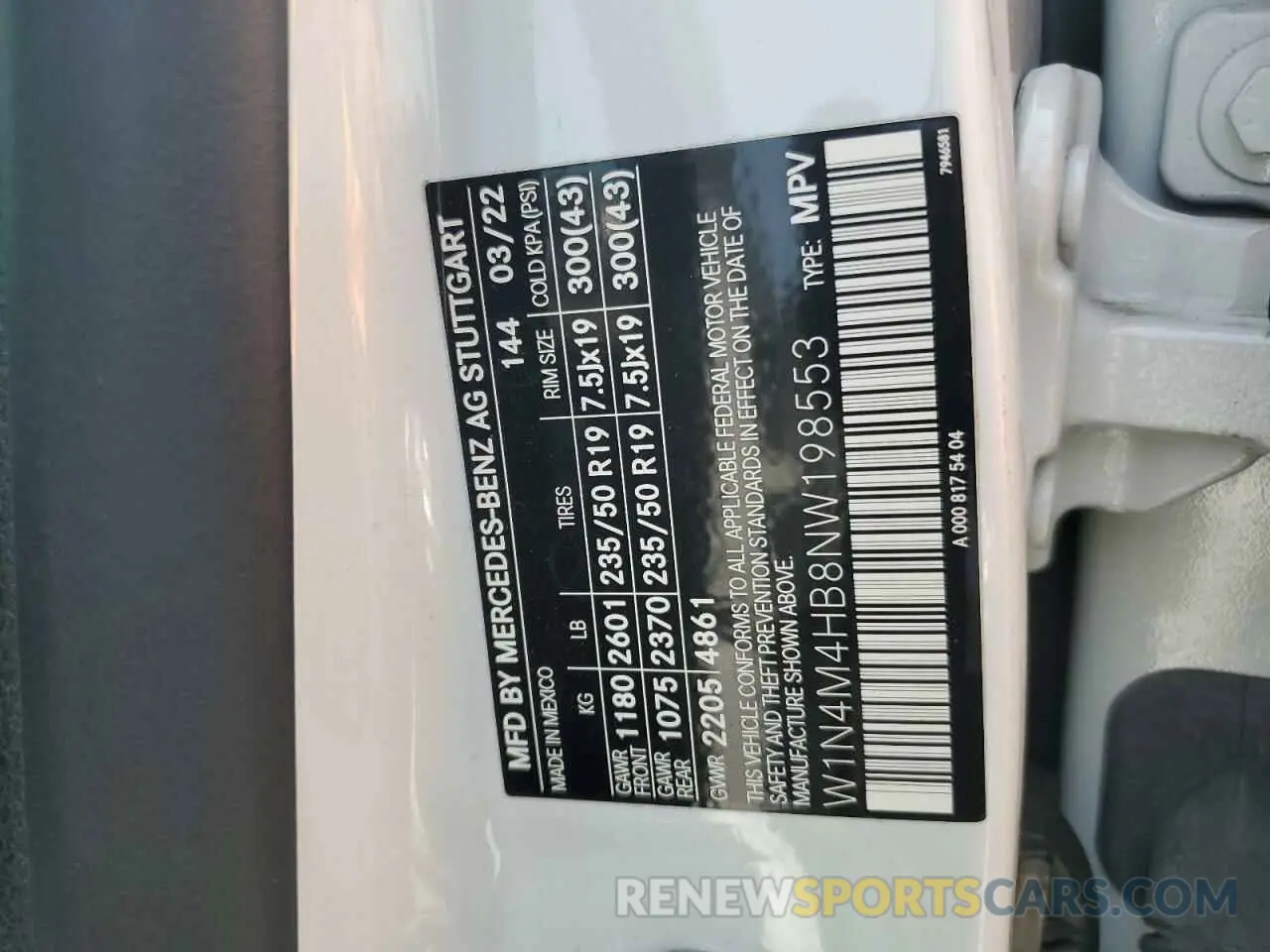 14 fotografías del automóvil dañado W1N4M4HB8NW198553 MERCEDES-BENZ GLB-CLASS 2022