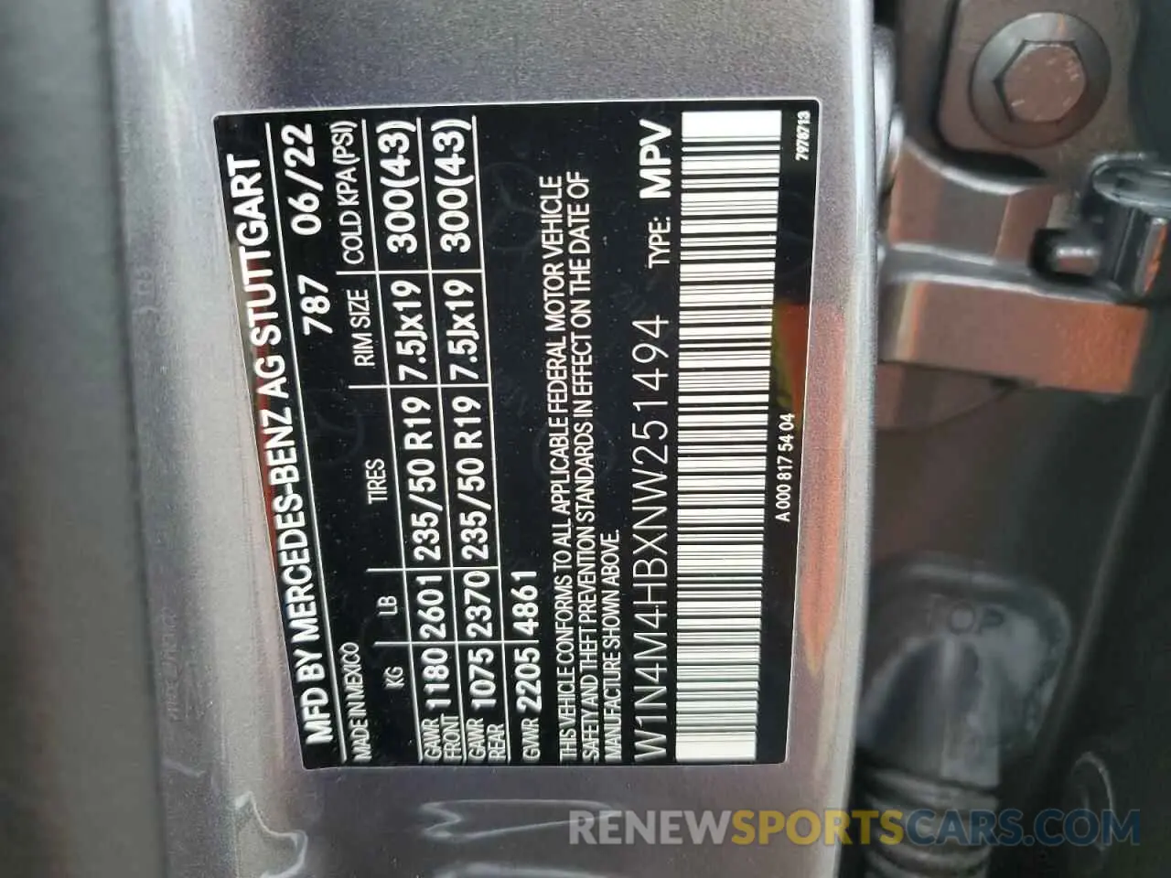 13 fotografías del automóvil dañado W1N4M4HBXNW251494 MERCEDES-BENZ GLB-CLASS 2022