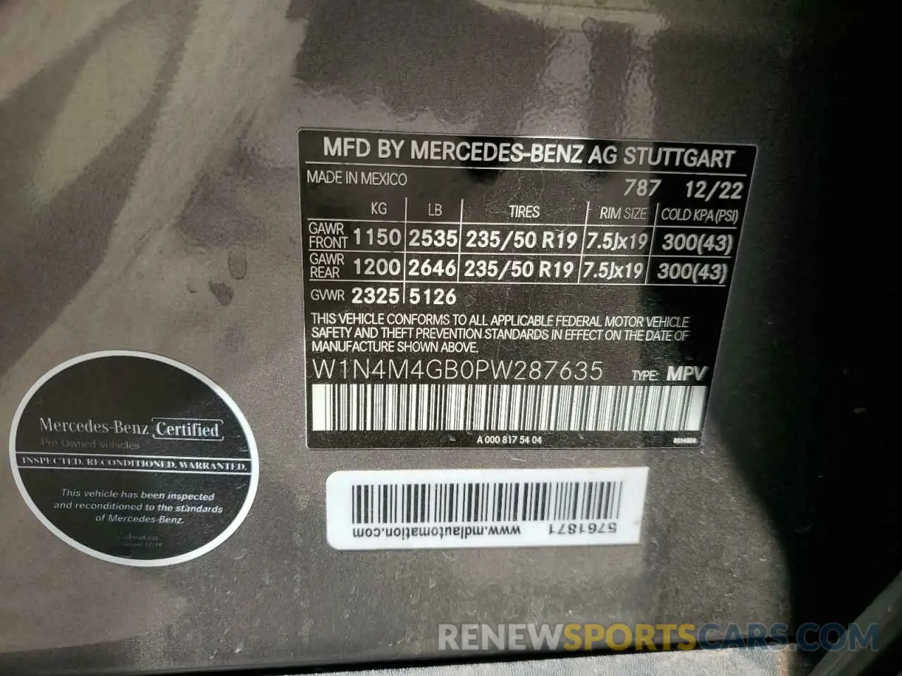 15 fotografías del automóvil dañado W1N4M4GB0PW287635 MERCEDES-BENZ GLB-CLASS 2023