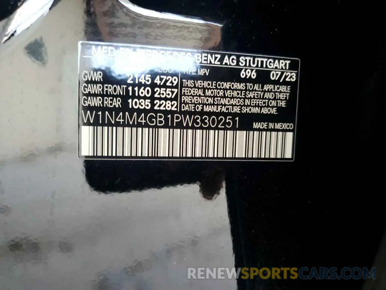 13 fotografías del automóvil dañado W1N4M4GB1PW330251 MERCEDES-BENZ GLB-CLASS 2023
