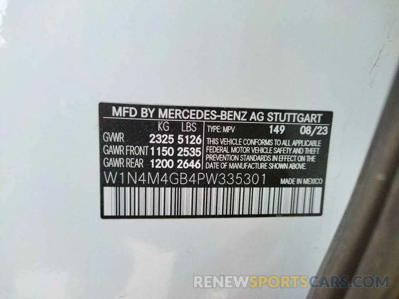14 fotografías del automóvil dañado W1N4M4GB4PW335301 MERCEDES-BENZ GLB-CLASS 2023