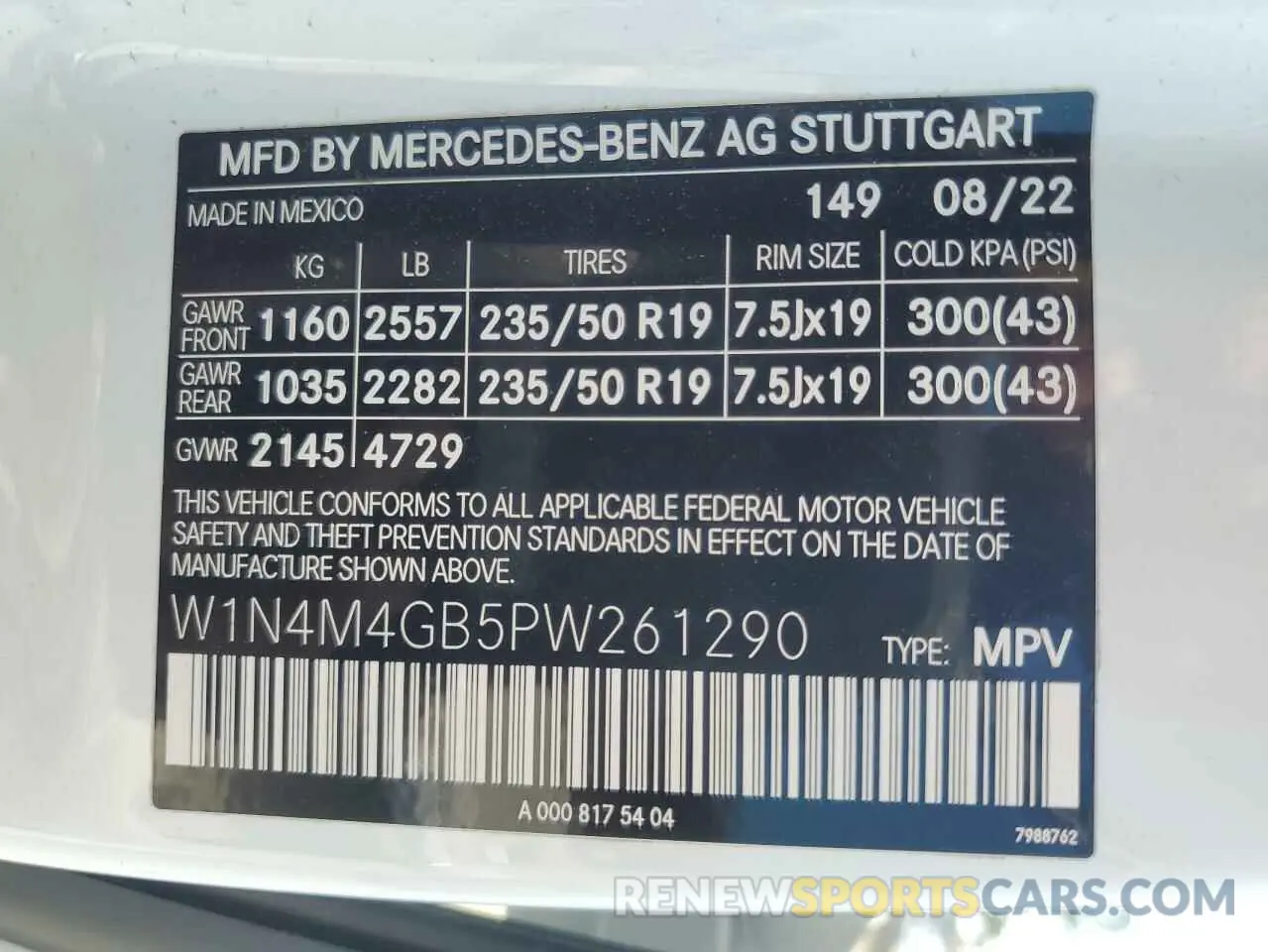 14 fotografías del automóvil dañado W1N4M4GB5PW261290 MERCEDES-BENZ GLB-CLASS 2023