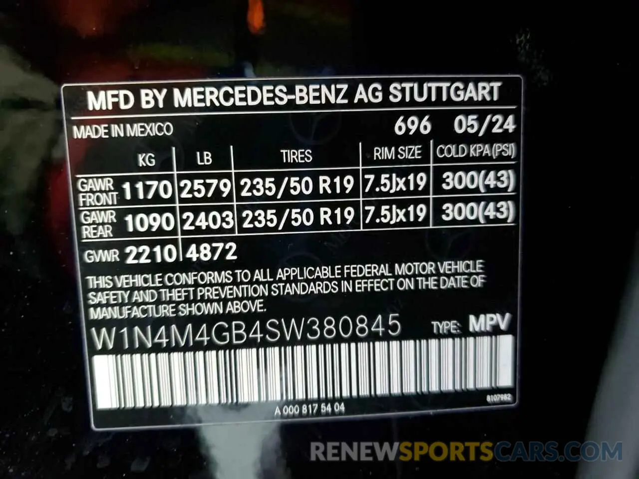 13 fotografías del automóvil dañado W1N4M4GB4SW380845 MERCEDES-BENZ GLB-CLASS 2025