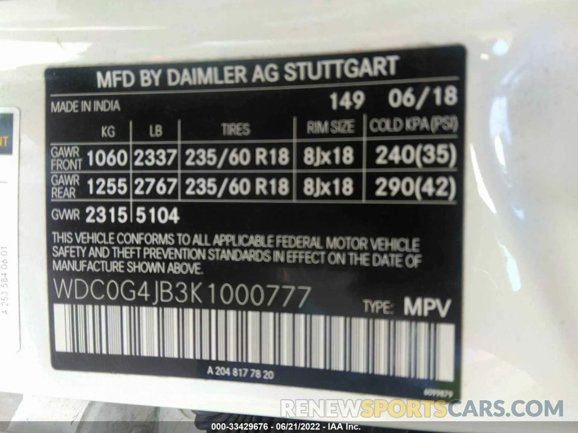 9 fotografías del automóvil dañado WDC0G4JB3K1000777 MERCEDES-BENZ GLC 2019