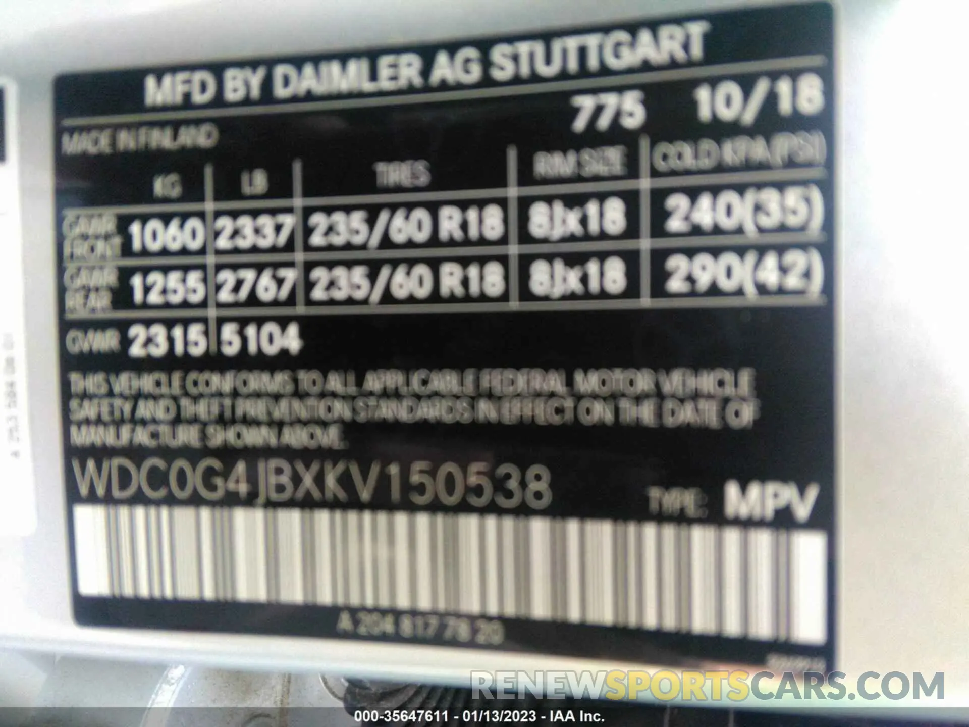 9 fotografías del automóvil dañado WDC0G4JBXKV150538 MERCEDES-BENZ GLC 2019