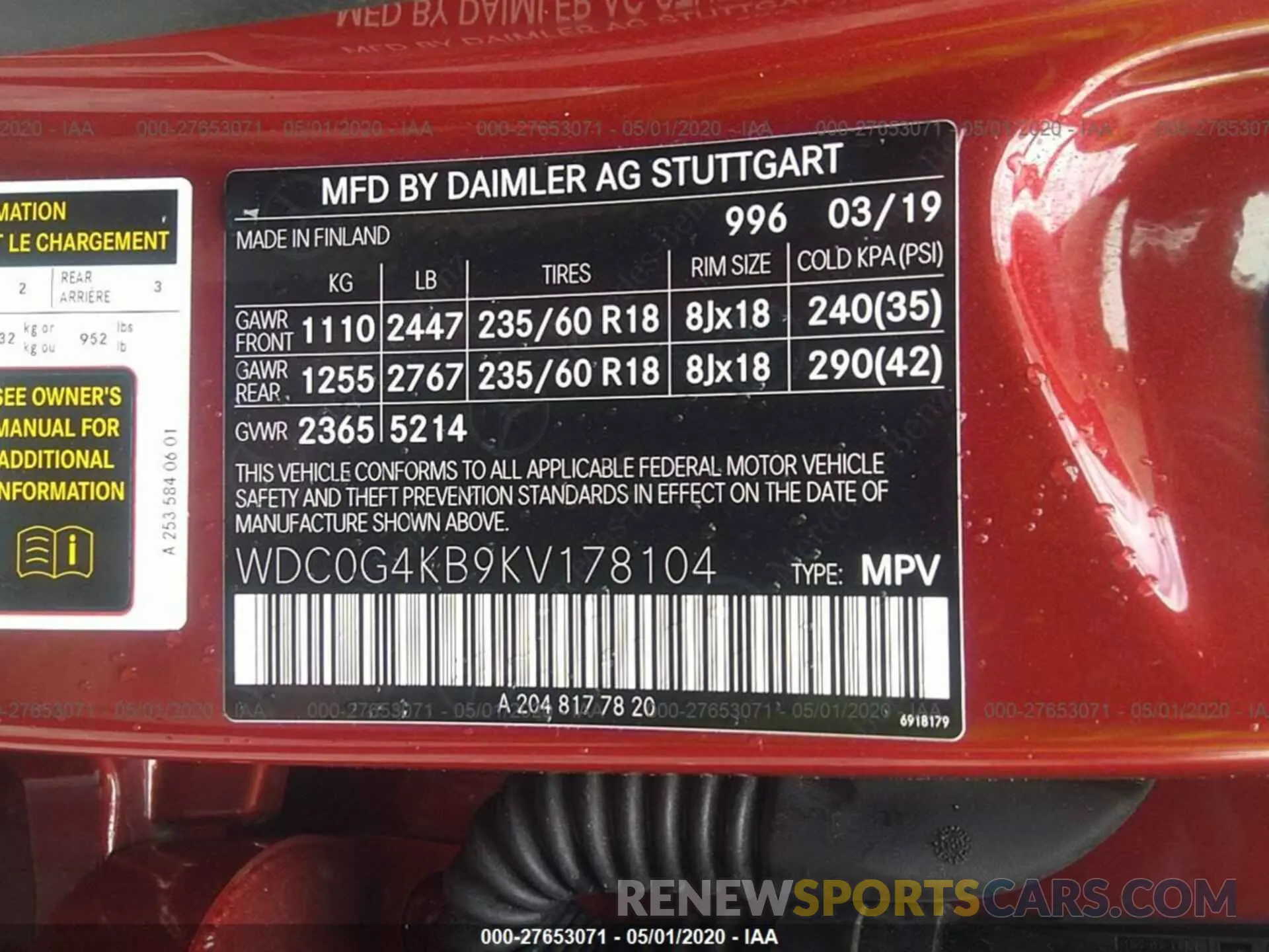 9 fotografías del automóvil dañado WDC0G4KB9KV178104 MERCEDES-BENZ GLC 2019