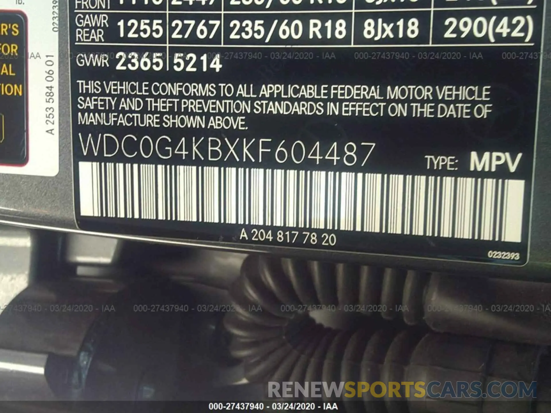 9 fotografías del automóvil dañado WDC0G4KBXKF604487 MERCEDES-BENZ GLC 2019