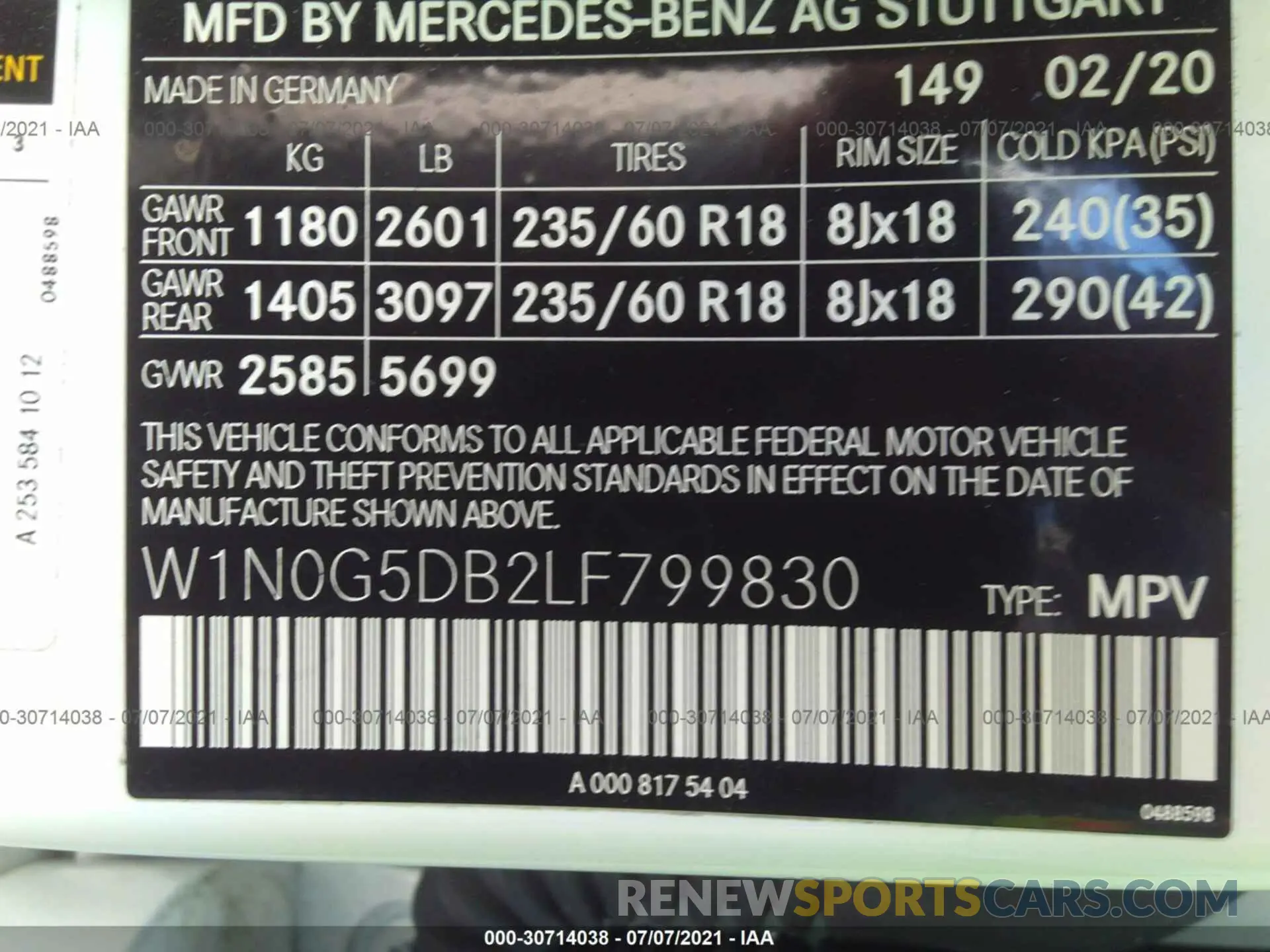 9 fotografías del automóvil dañado W1N0G5DB2LF799830 MERCEDES-BENZ GLC 2020