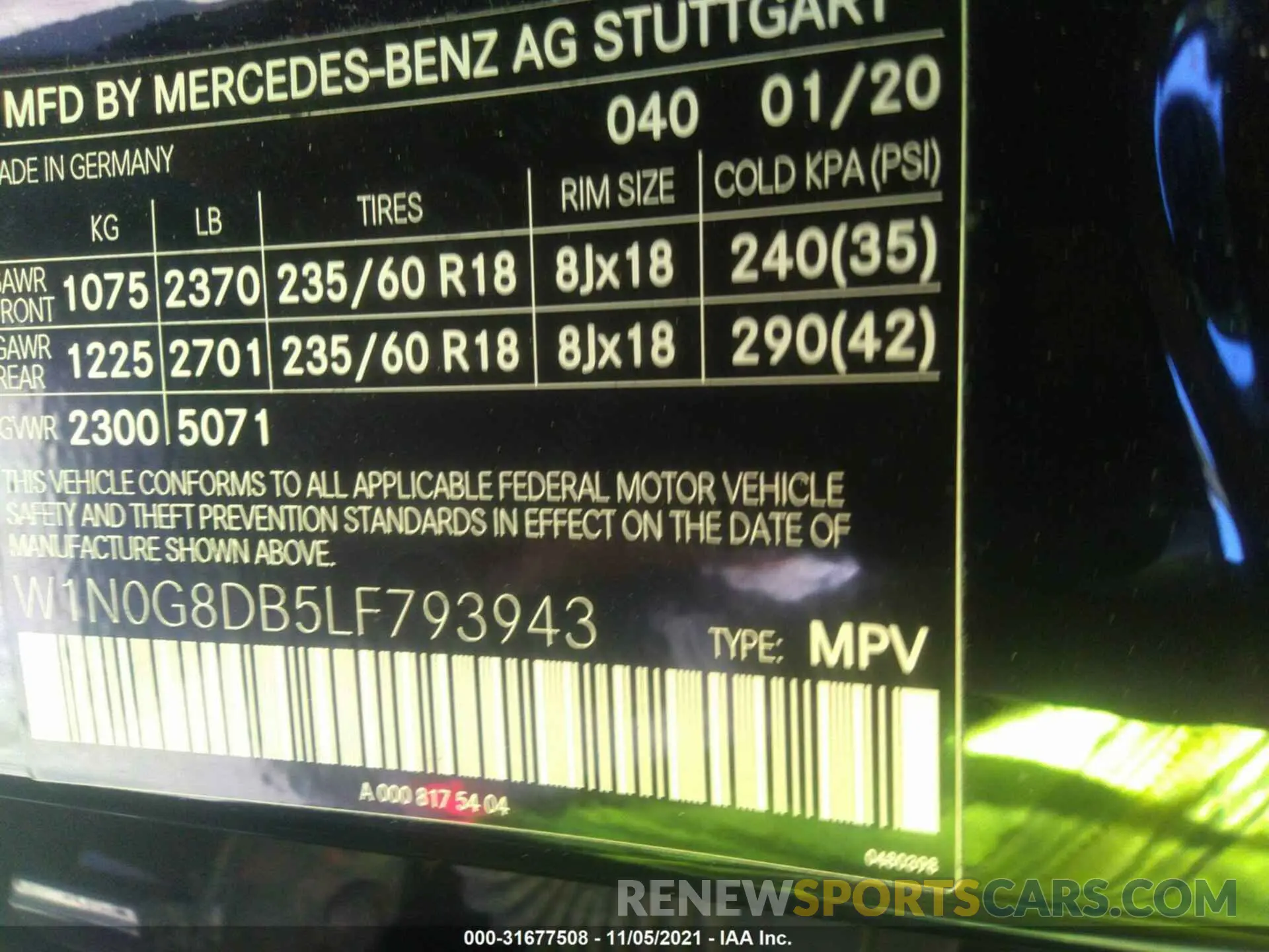 9 fotografías del automóvil dañado W1N0G8DB5LF793943 MERCEDES-BENZ GLC 2020
