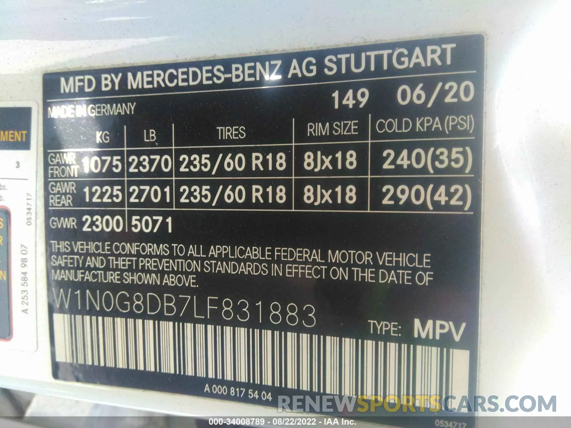 9 fotografías del automóvil dañado W1N0G8DB7LF831883 MERCEDES-BENZ GLC 2020