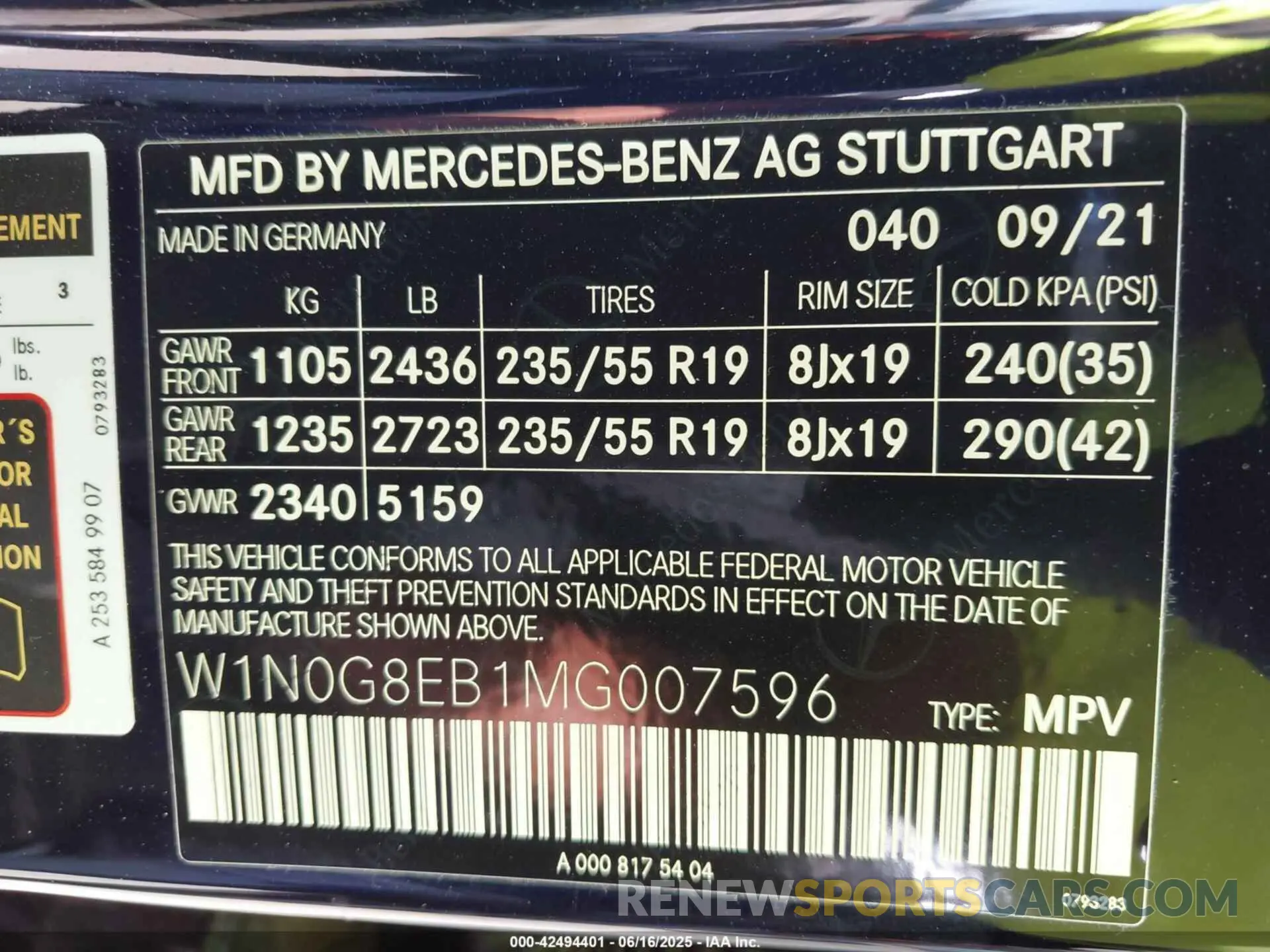 9 fotografías del automóvil dañado W1N0G8EB1MG007596 MERCEDES-BENZ GLC 2021