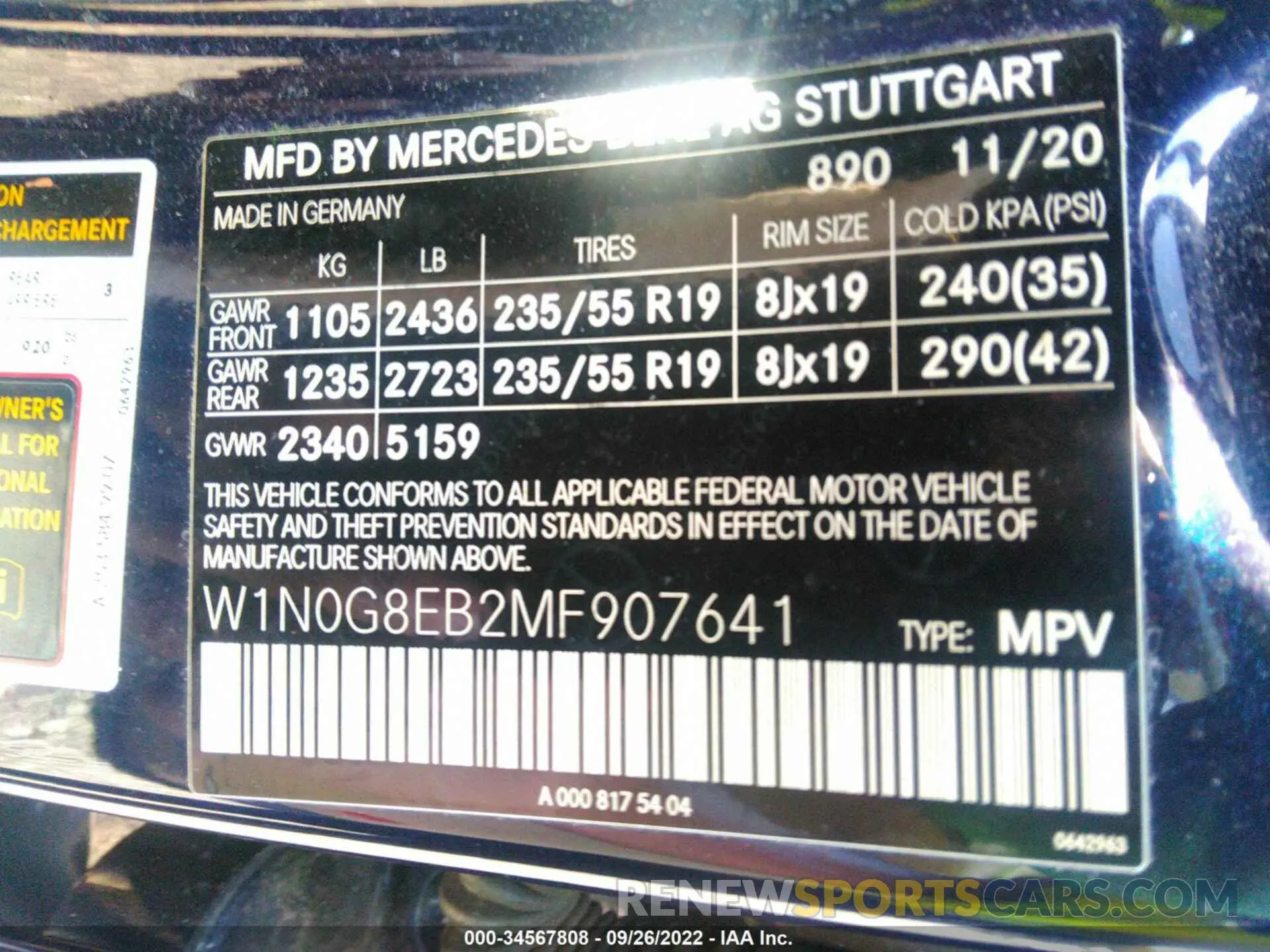 9 fotografías del automóvil dañado W1N0G8EB2MF907641 MERCEDES-BENZ GLC 2021