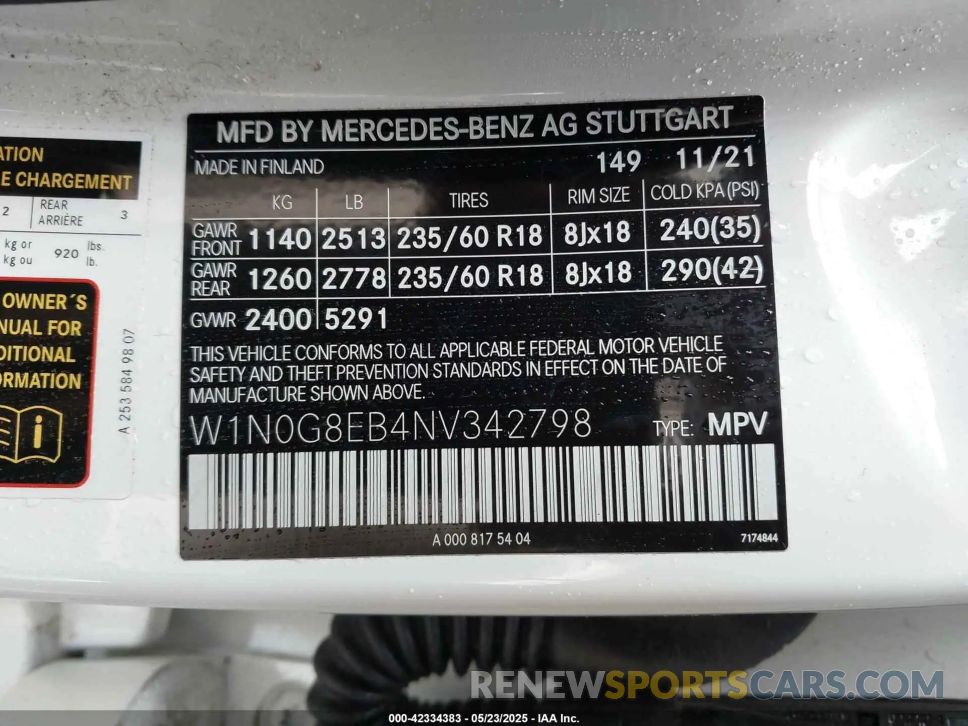 9 fotografías del automóvil dañado W1N0G8EB4NV342798 MERCEDES-BENZ GLC 2022