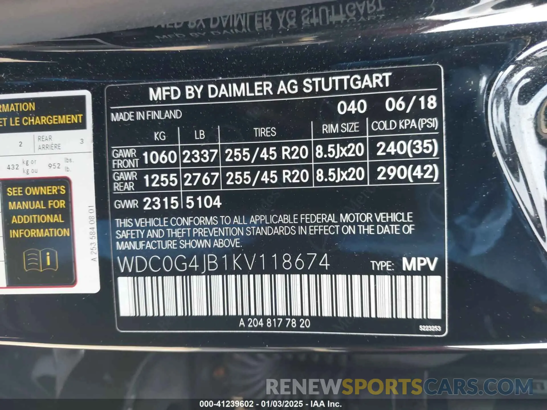 9 fotografías del automóvil dañado WDC0G4JB1KV118674 MERCEDES-BENZ GLC 300 2019