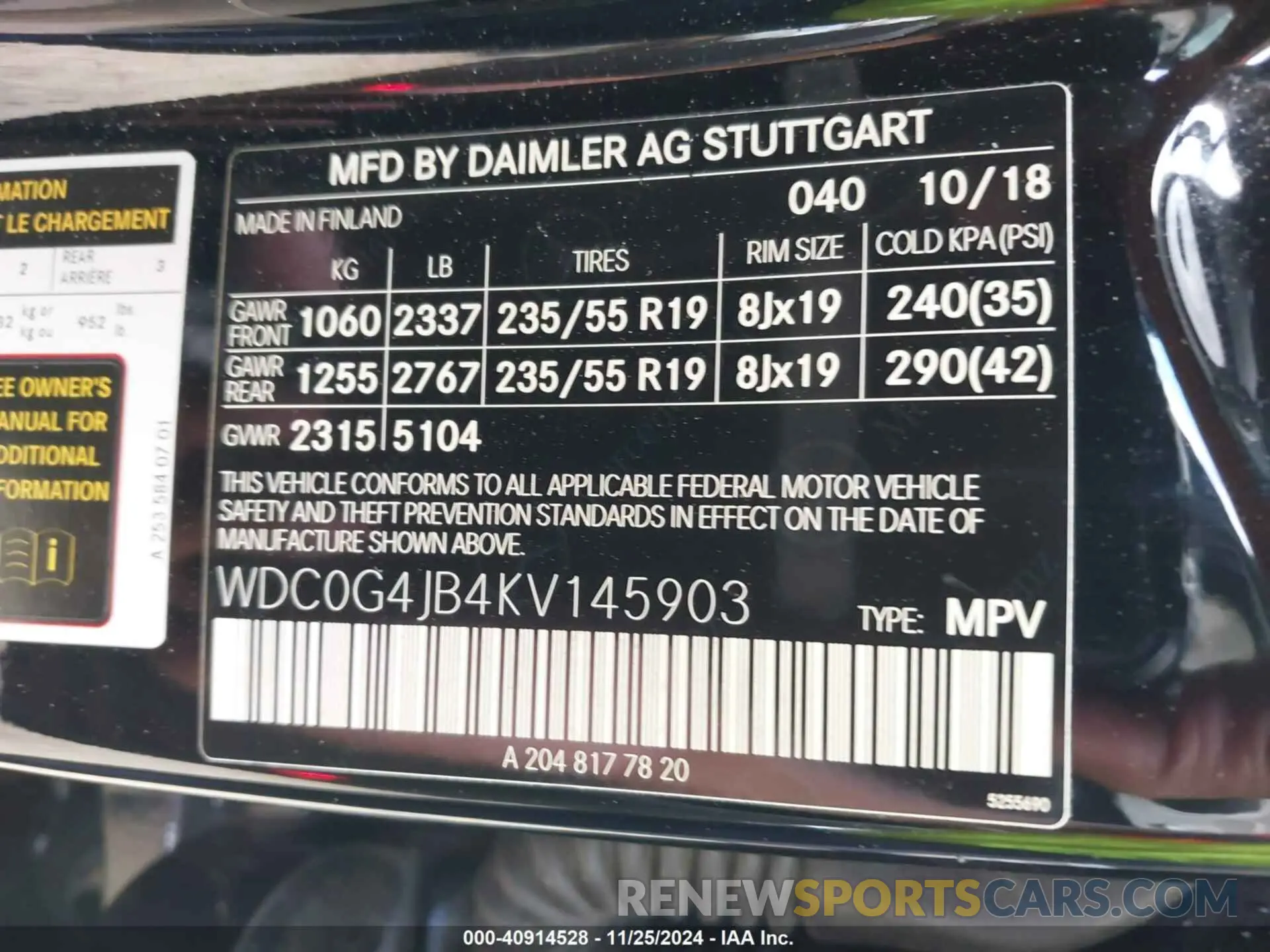 9 fotografías del automóvil dañado WDC0G4JB4KV145903 MERCEDES-BENZ GLC 300 2019