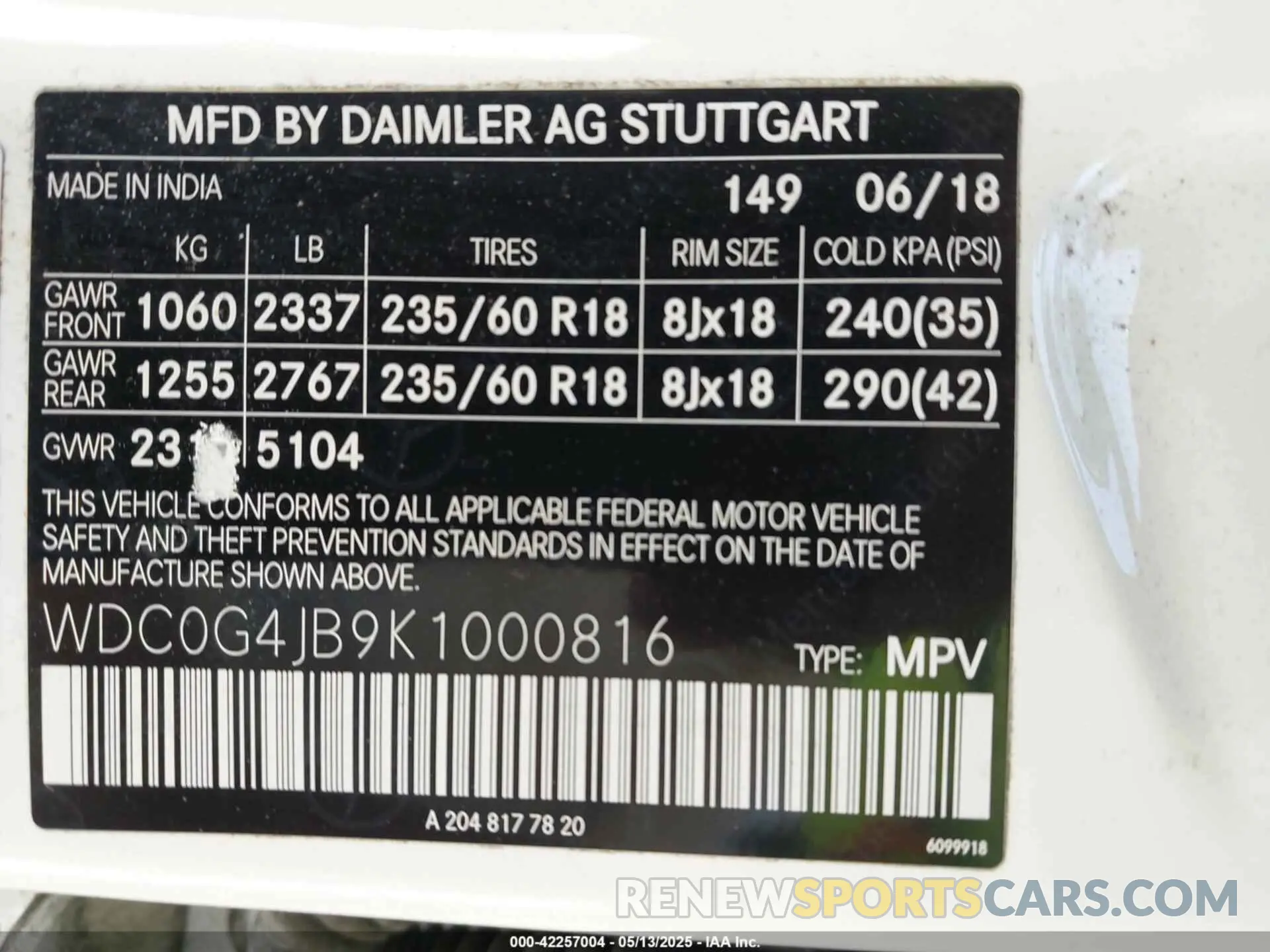 9 fotografías del automóvil dañado WDC0G4JB9K1000816 MERCEDES-BENZ GLC 300 2019