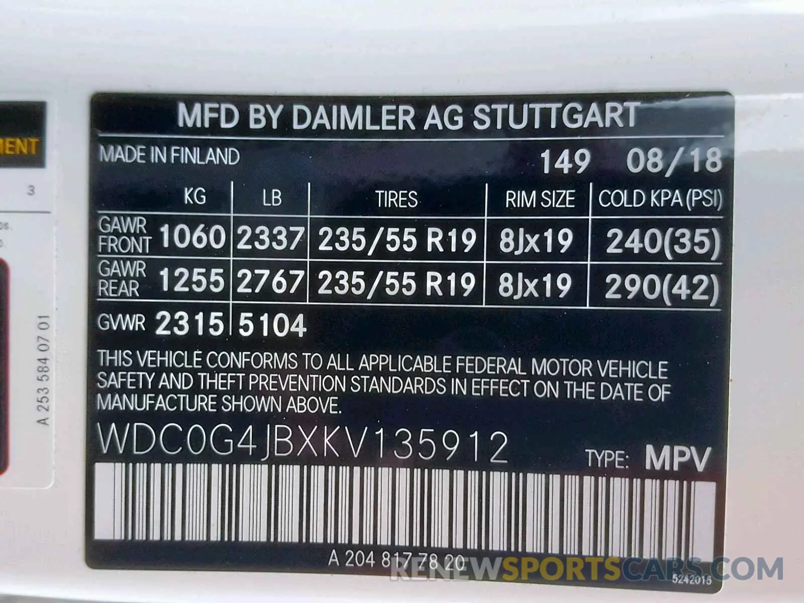 10 fotografías del automóvil dañado WDC0G4JBXKV135912 MERCEDES-BENZ GLC 300 2019
