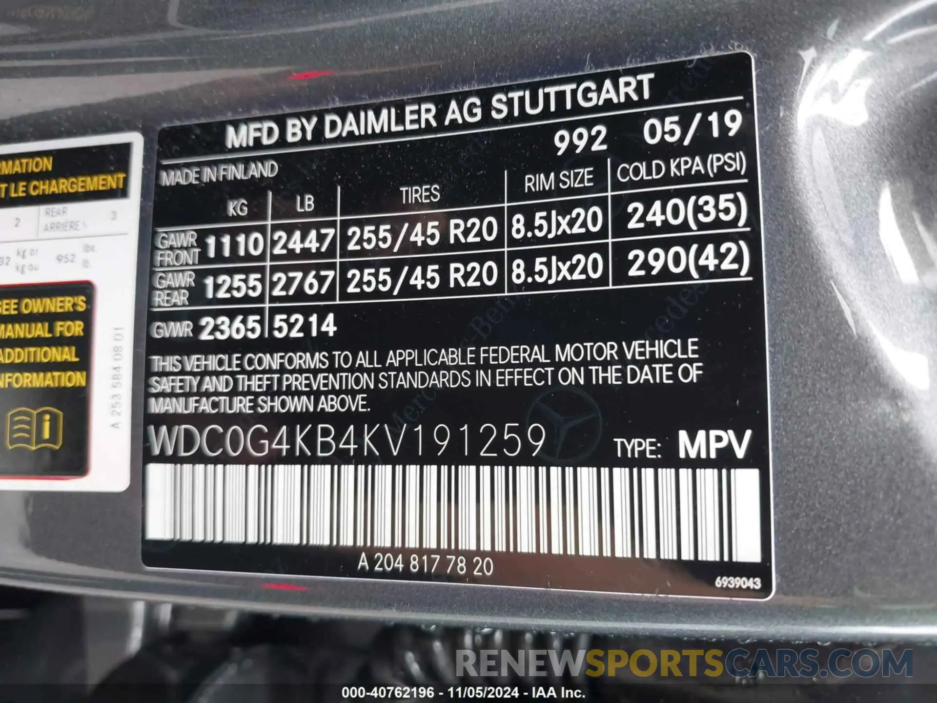 9 fotografías del automóvil dañado WDC0G4KB4KV191259 MERCEDES-BENZ GLC 300 2019