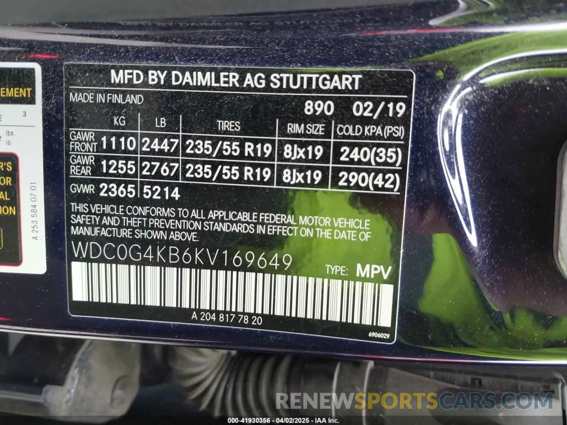 9 fotografías del automóvil dañado WDC0G4KB6KV169649 MERCEDES-BENZ GLC 300 2019