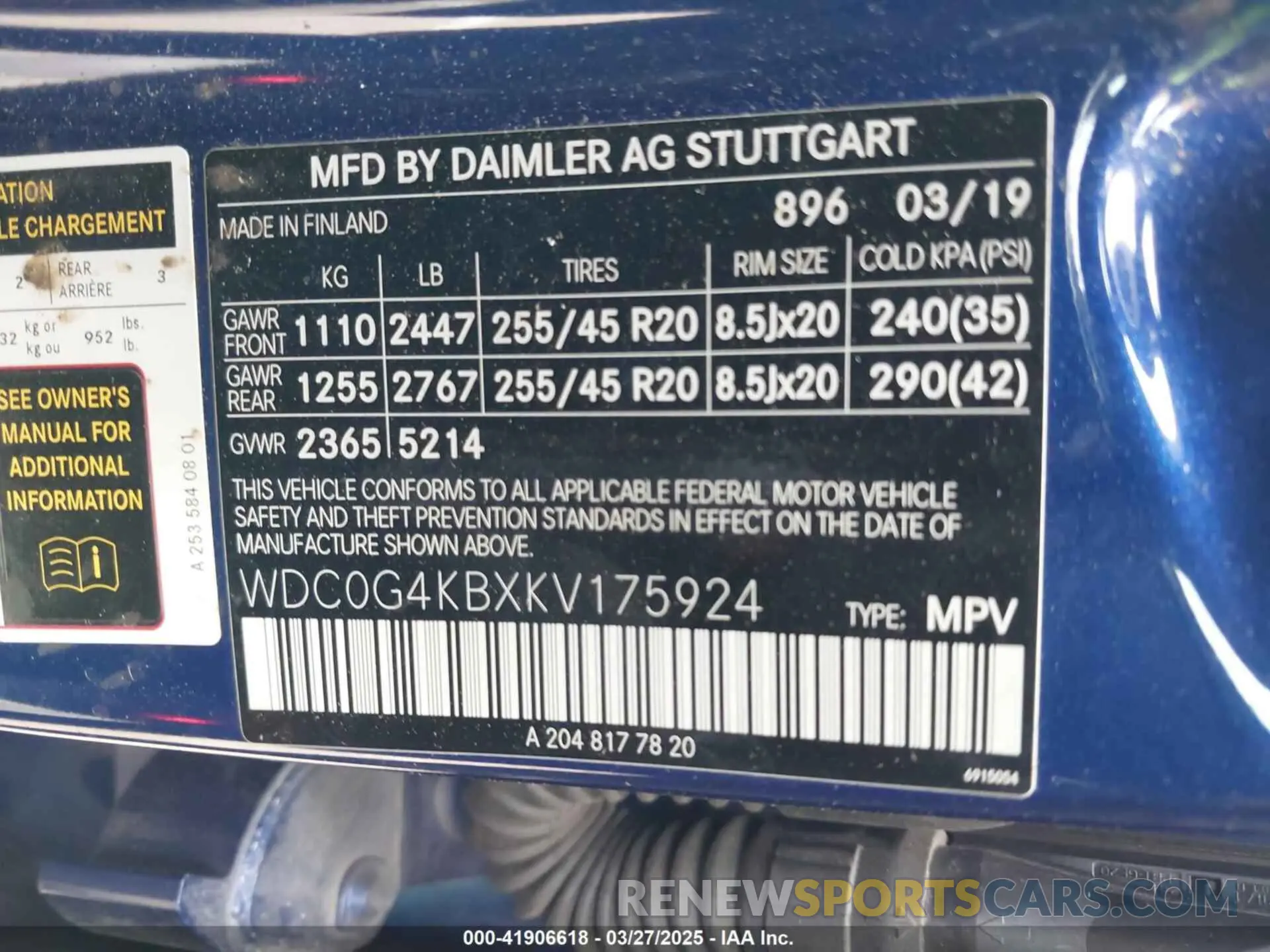 9 fotografías del automóvil dañado WDC0G4KBXKV175924 MERCEDES-BENZ GLC 300 2019