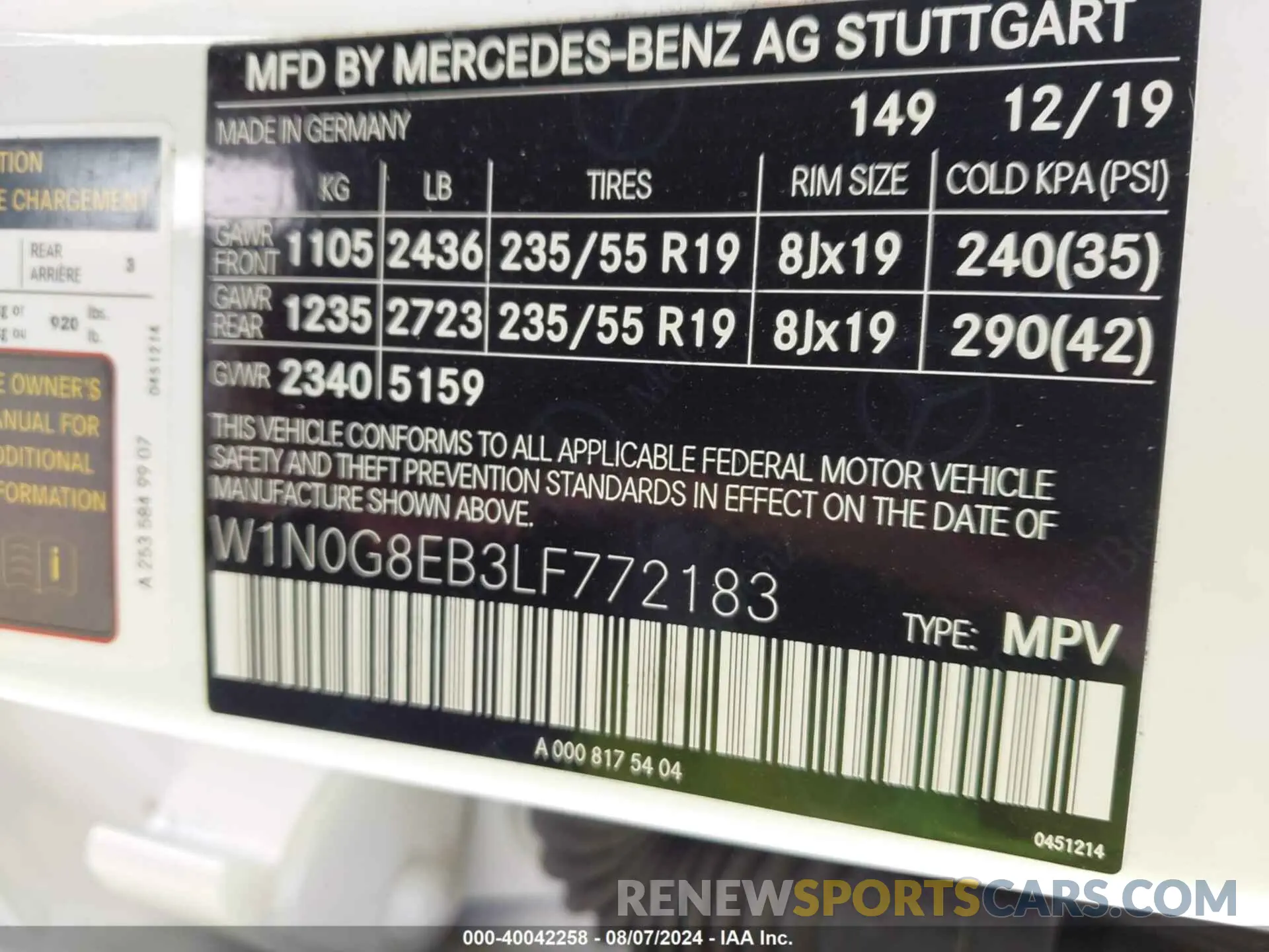 9 fotografías del automóvil dañado W1N0G8EB3LF772183 MERCEDES-BENZ GLC 300 2020