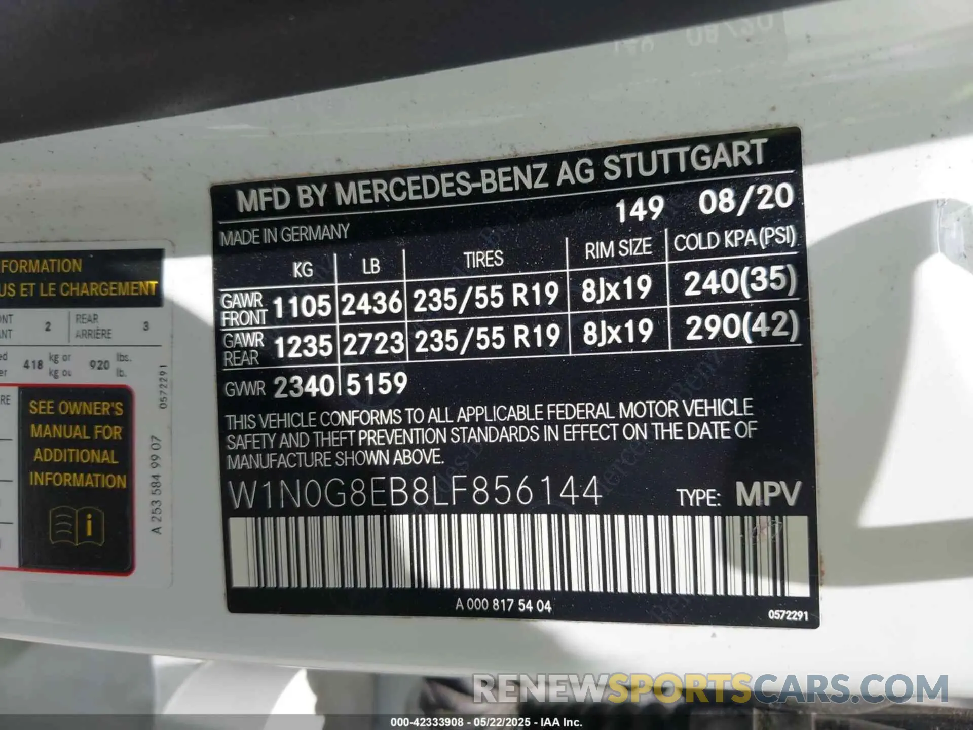 9 fotografías del automóvil dañado W1N0G8EB8LF856144 MERCEDES-BENZ GLC 300 2020