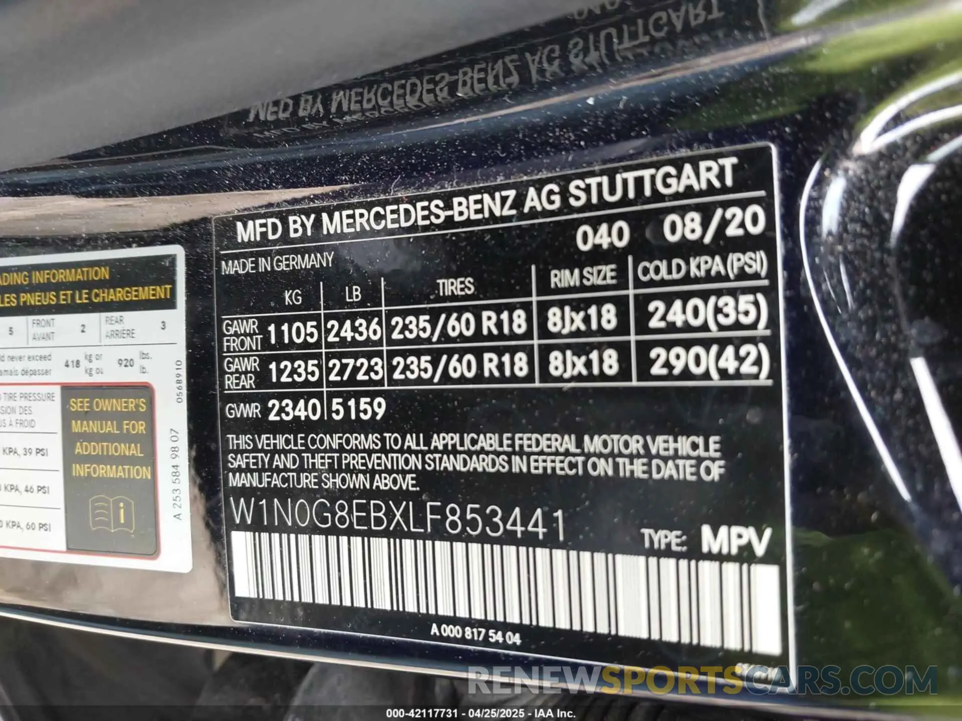 9 fotografías del automóvil dañado W1N0G8EBXLF853441 MERCEDES-BENZ GLC 300 2020